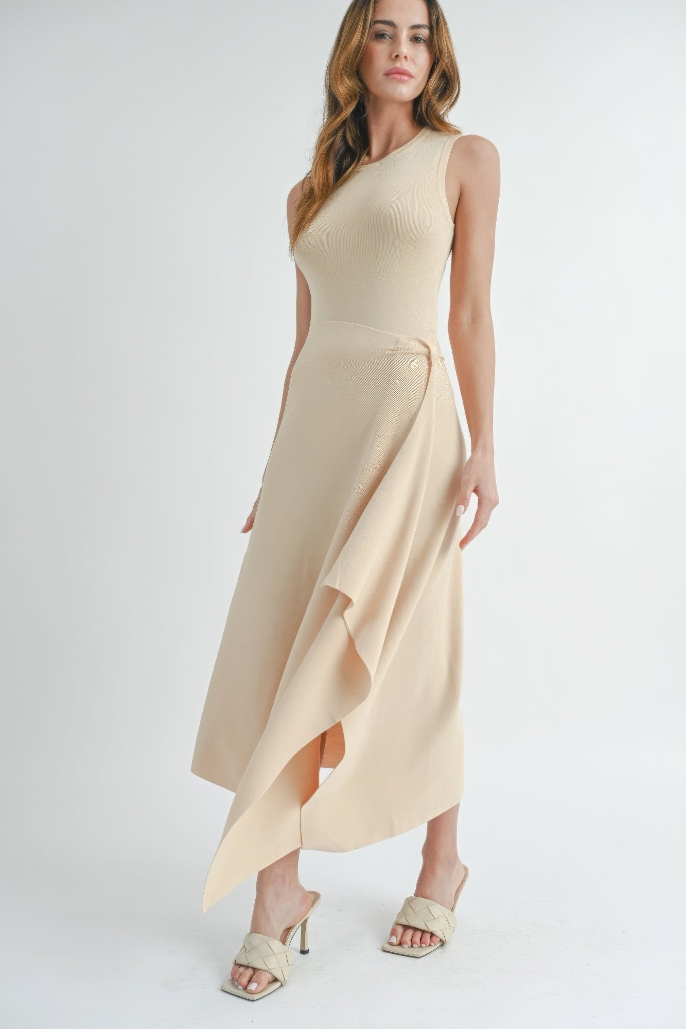 Beige Slit Maxi Dress | Beige Slit Dress | Nova Store
