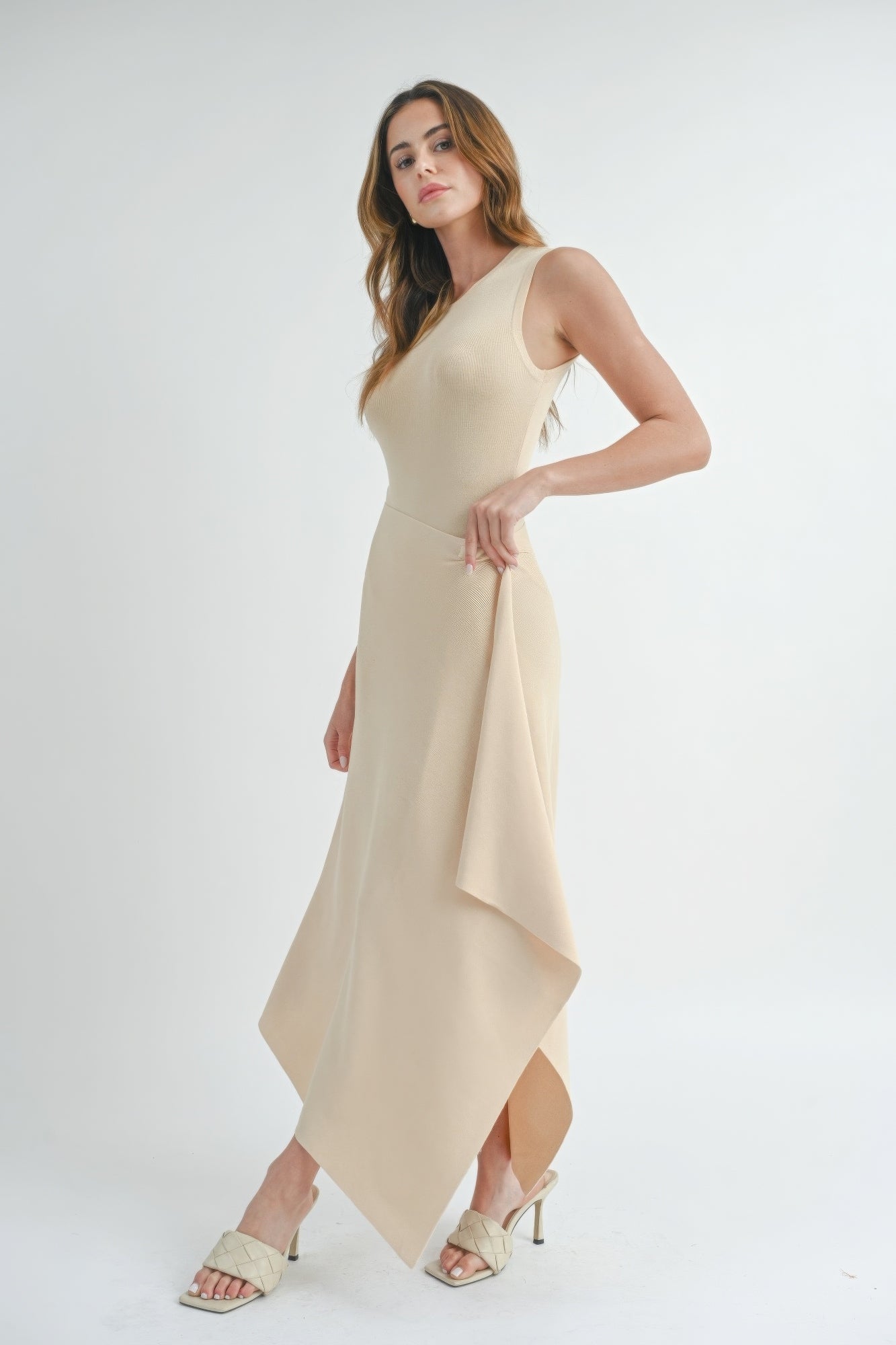 Beige Slit Maxi Dress | Beige Slit Dress | Nova Store