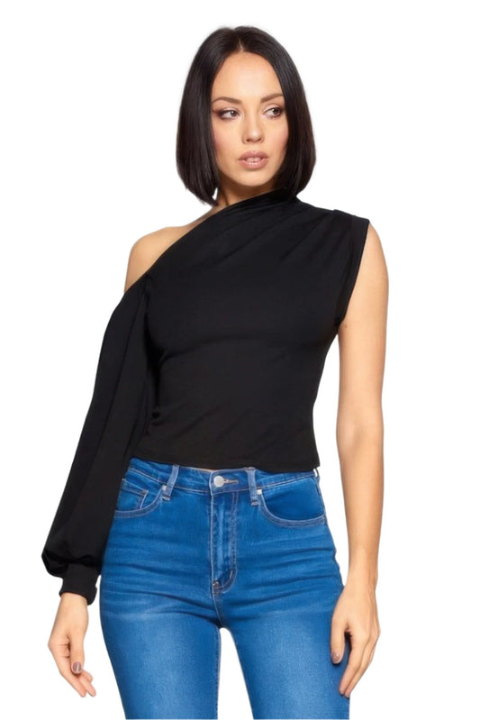  Black One-Shoulder Top | One-Shoulder Top | Nova Store