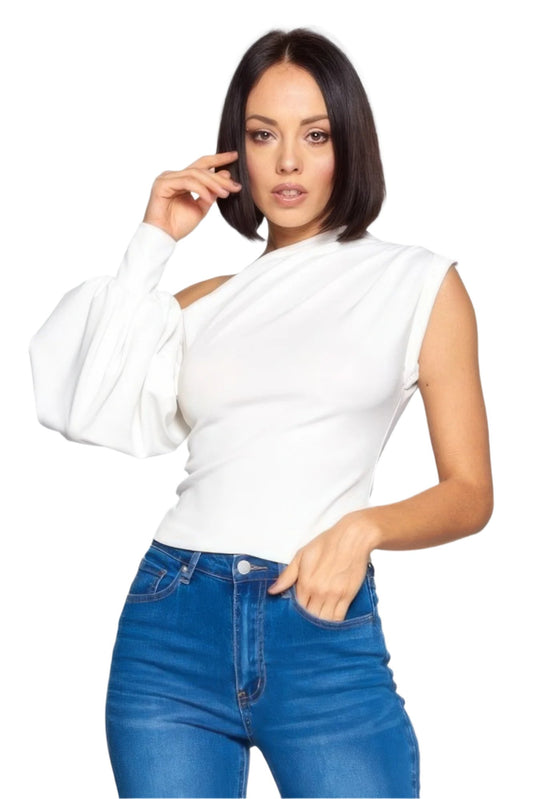 White One-Shoulder Top | Stylish One-Shoulder Top | Nova Store