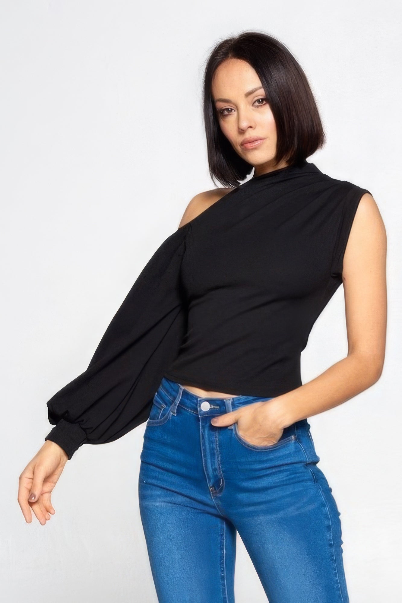  Black One-Shoulder Top | One-Shoulder Top | Nova Store