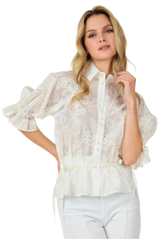 White Collar Neck Top | Collar Neck Top | Nova Store