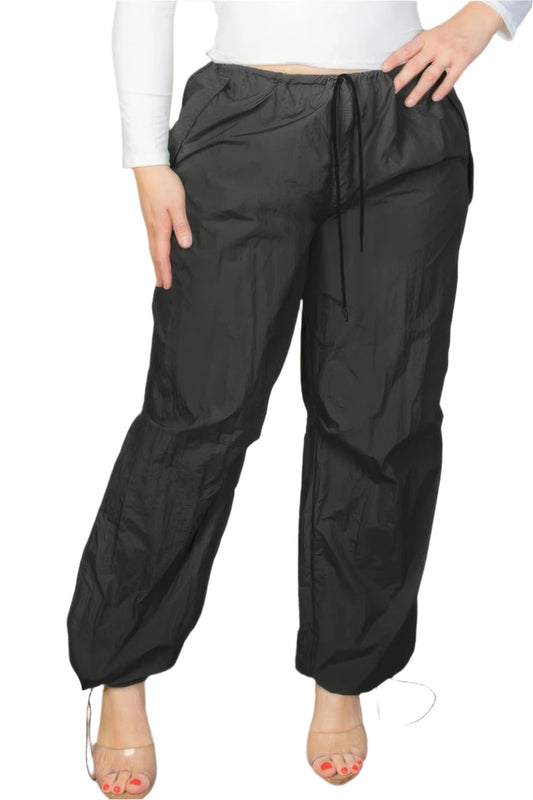 Plus Size Drawstring Waist Parachute Pants - Nova Store