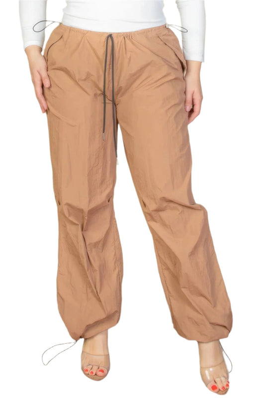Plus Size Drawstring Waist Parachute Pants - Nova Store