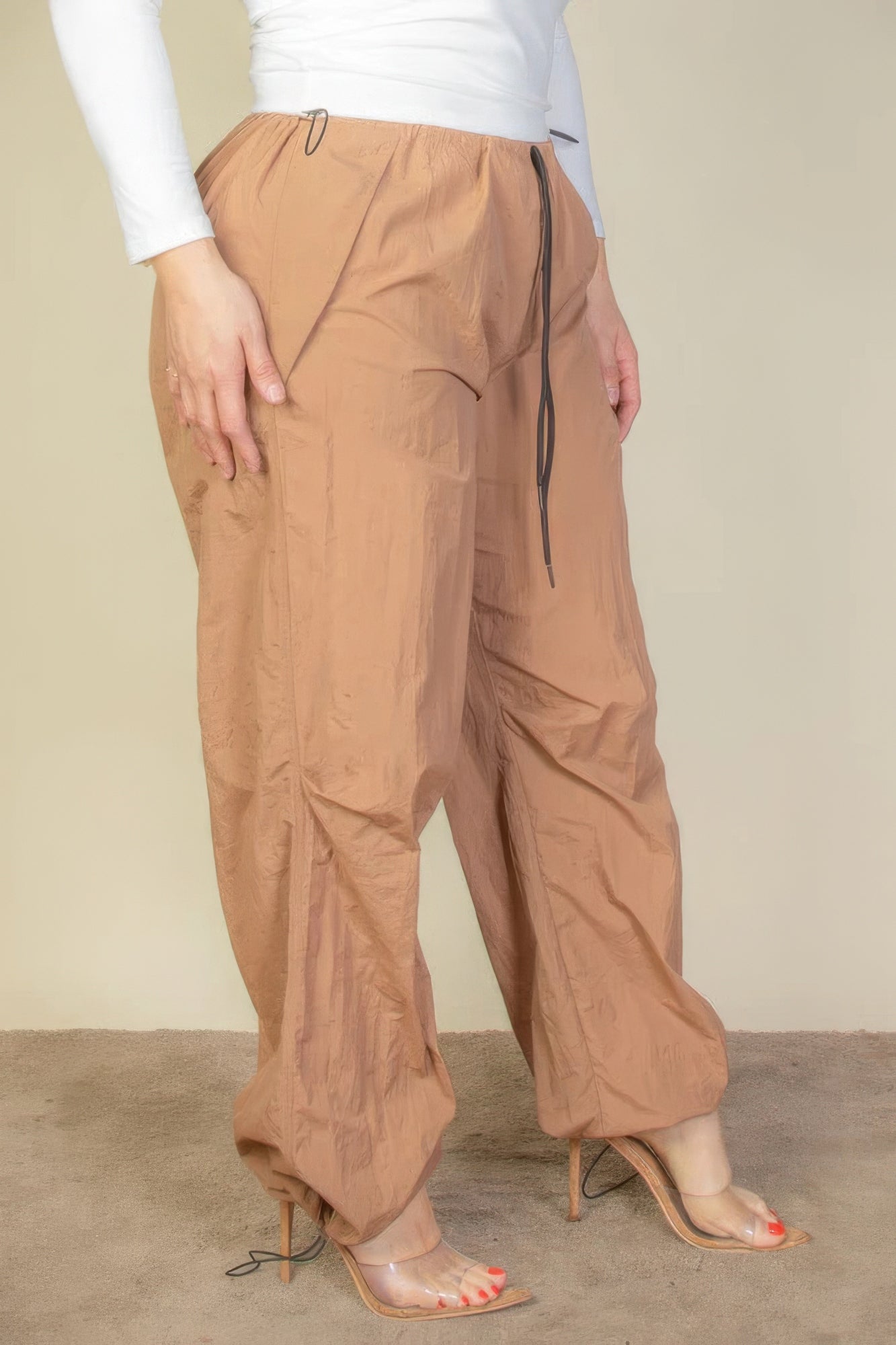 Plus Size Drawstring Waist Parachute Pants - Nova Store