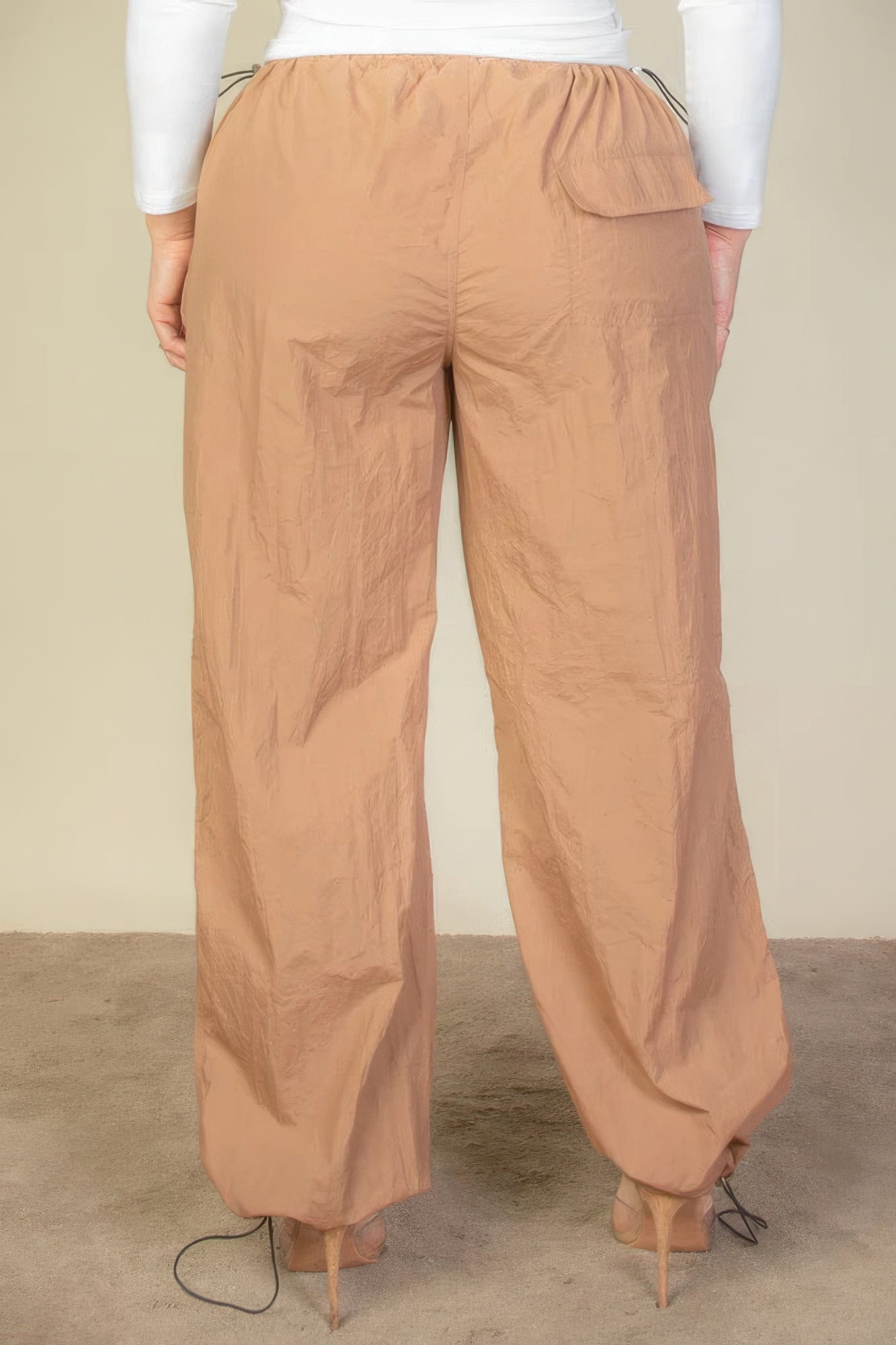 Plus Size Drawstring Waist Parachute Pants - Nova Store