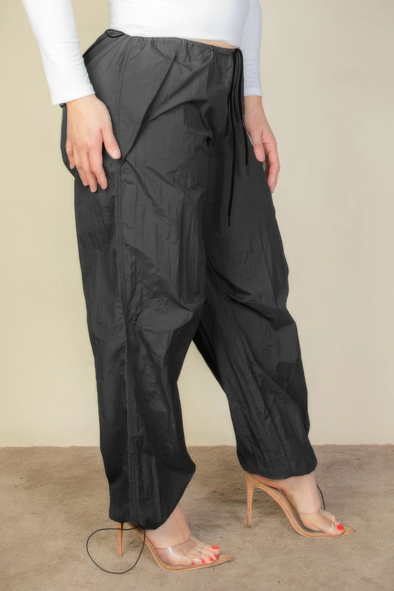 Plus Size Drawstring Waist Parachute Pants - Nova Store
