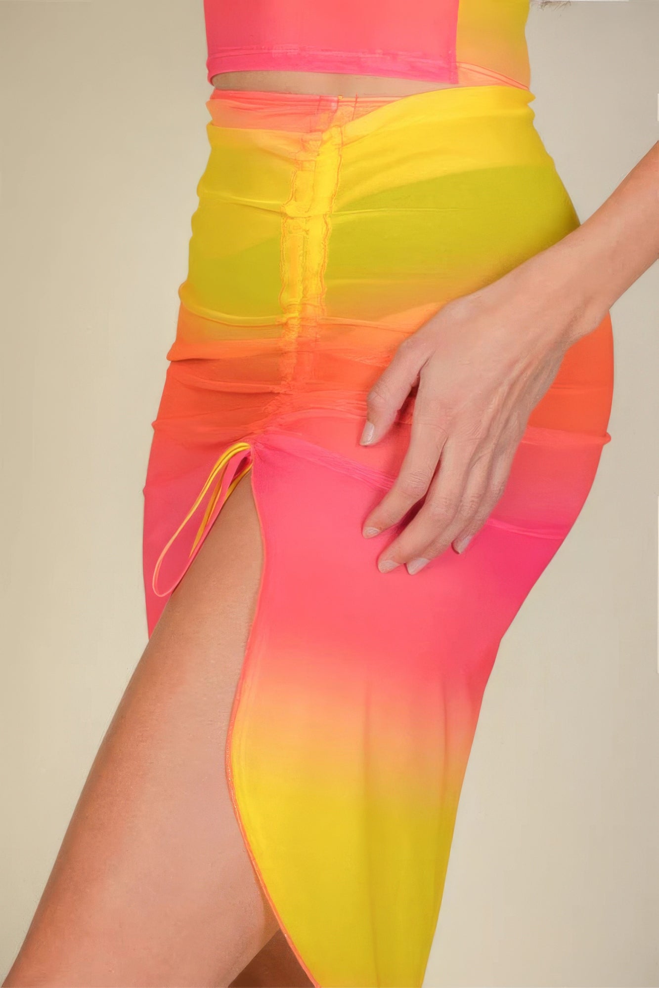 Sexy Sheer Mesh Drawstring Ruched Skirt - Nova Store