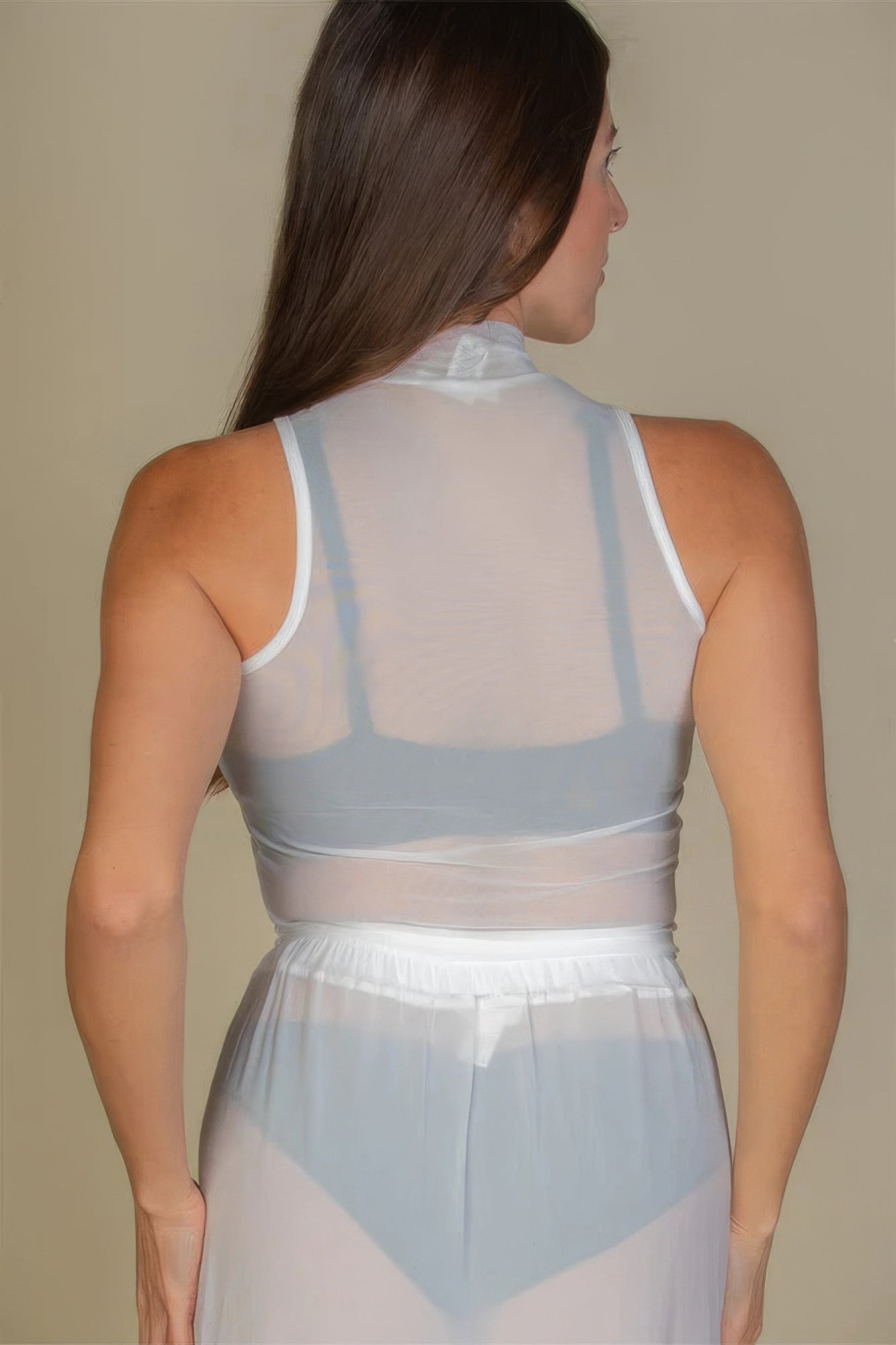 White Mesh Sleeveless Top | White Sleeveless Top | Nova Store