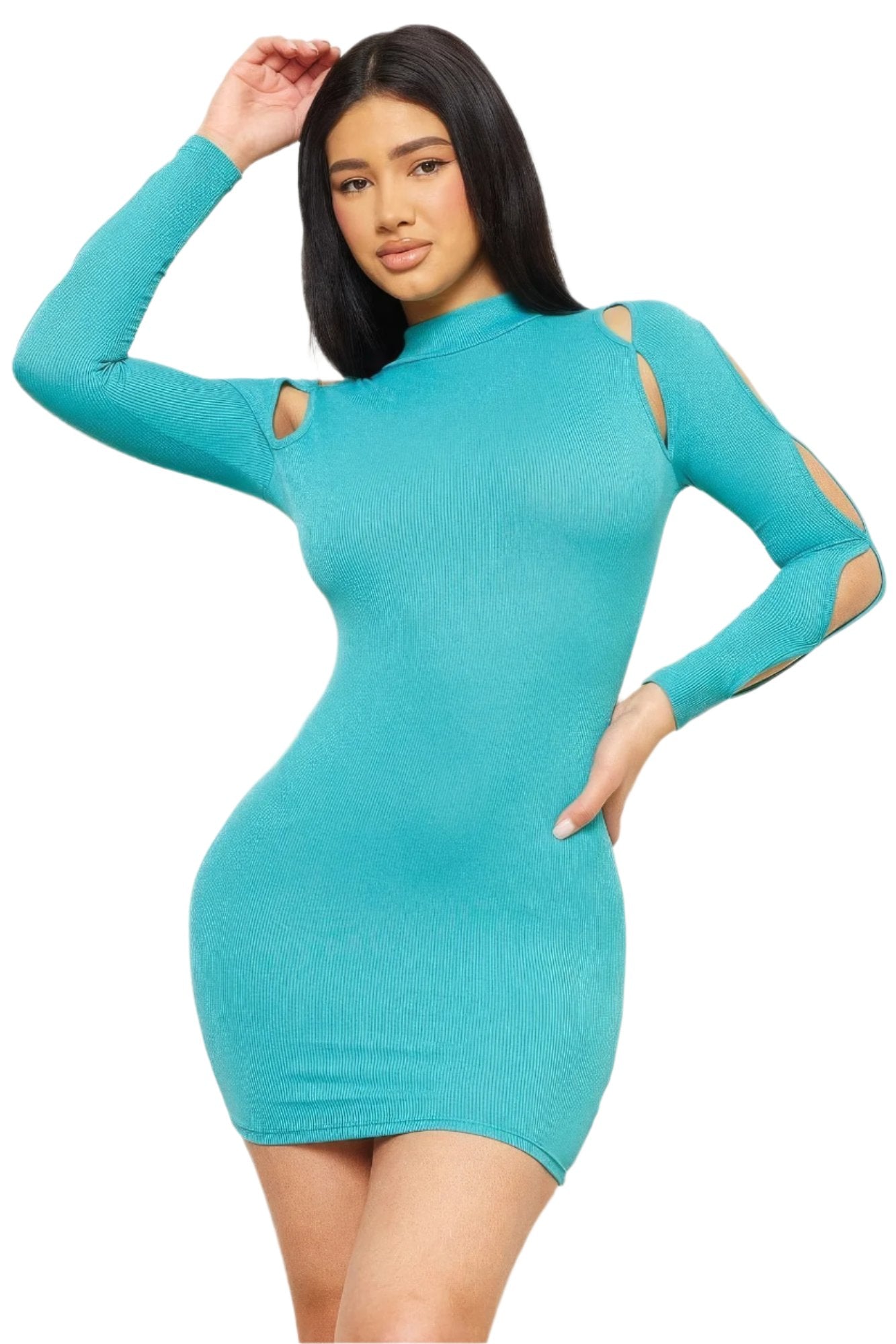 Cutout Shoulder Dress | Aqua Blue Cutout Dress | Nova Store