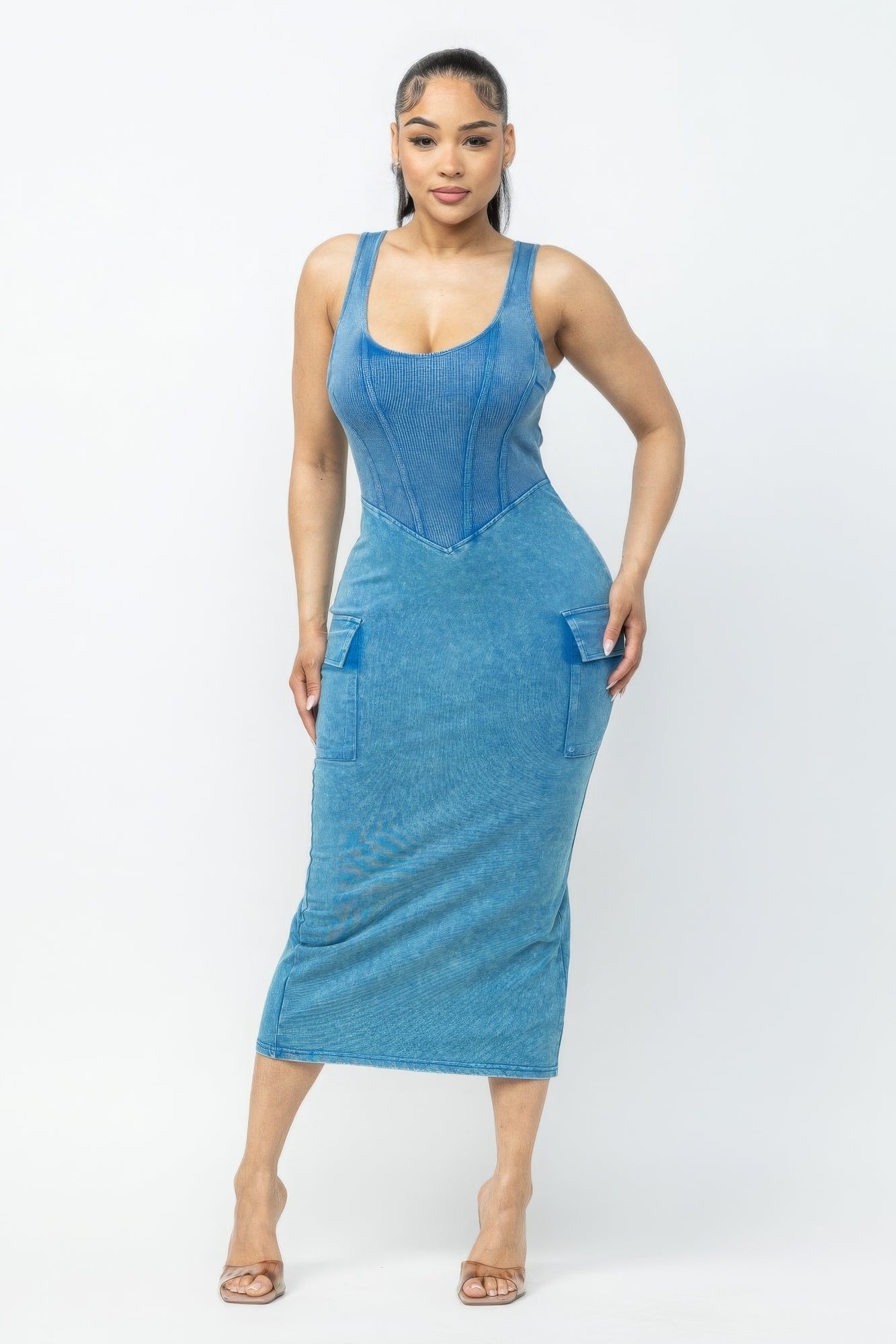 Cargo Midi Dress | Blue Midi Dress | Nova Store