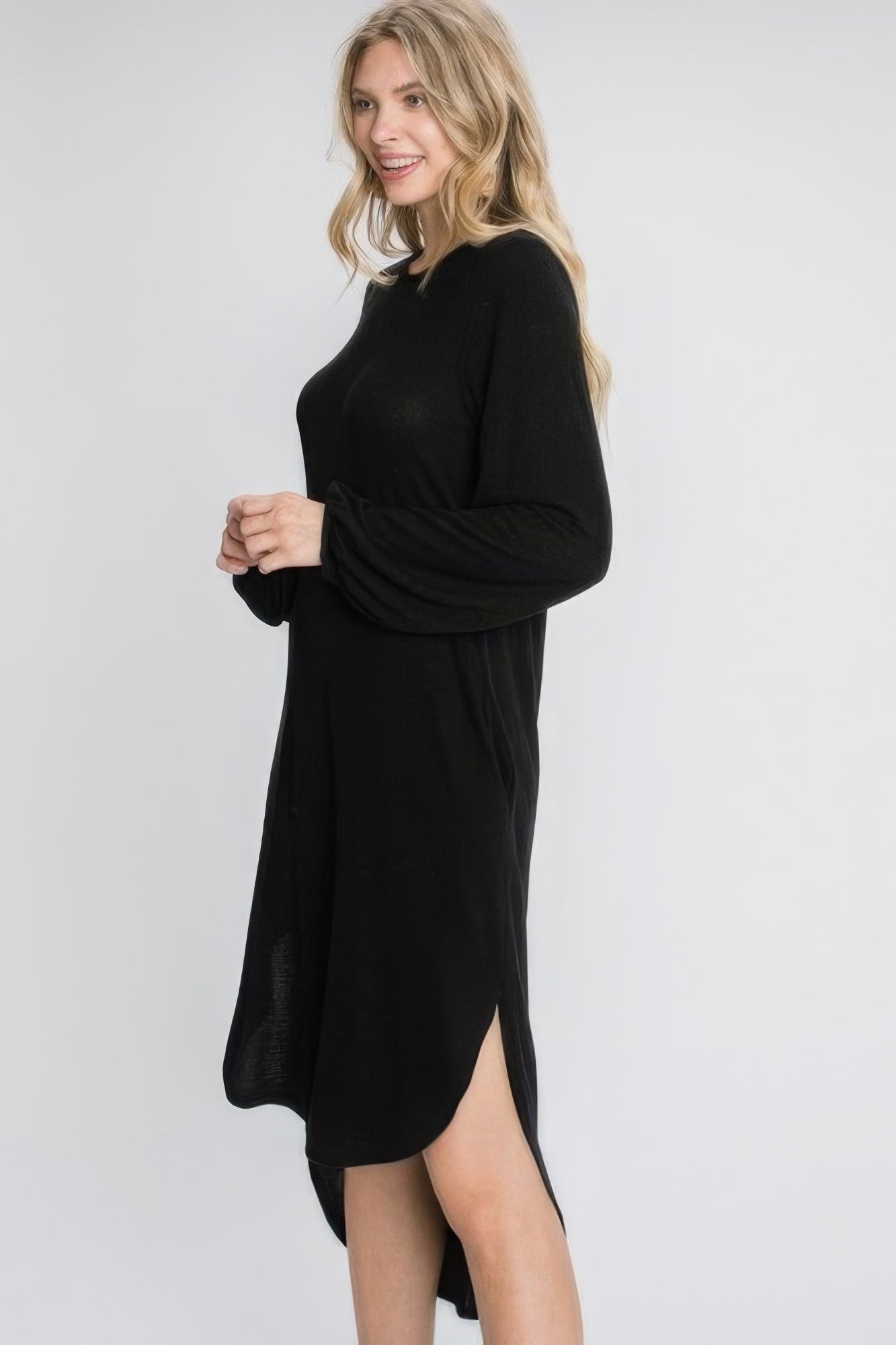 Long Sleeve Midi Dress | Black Midi Dress | Nova Store