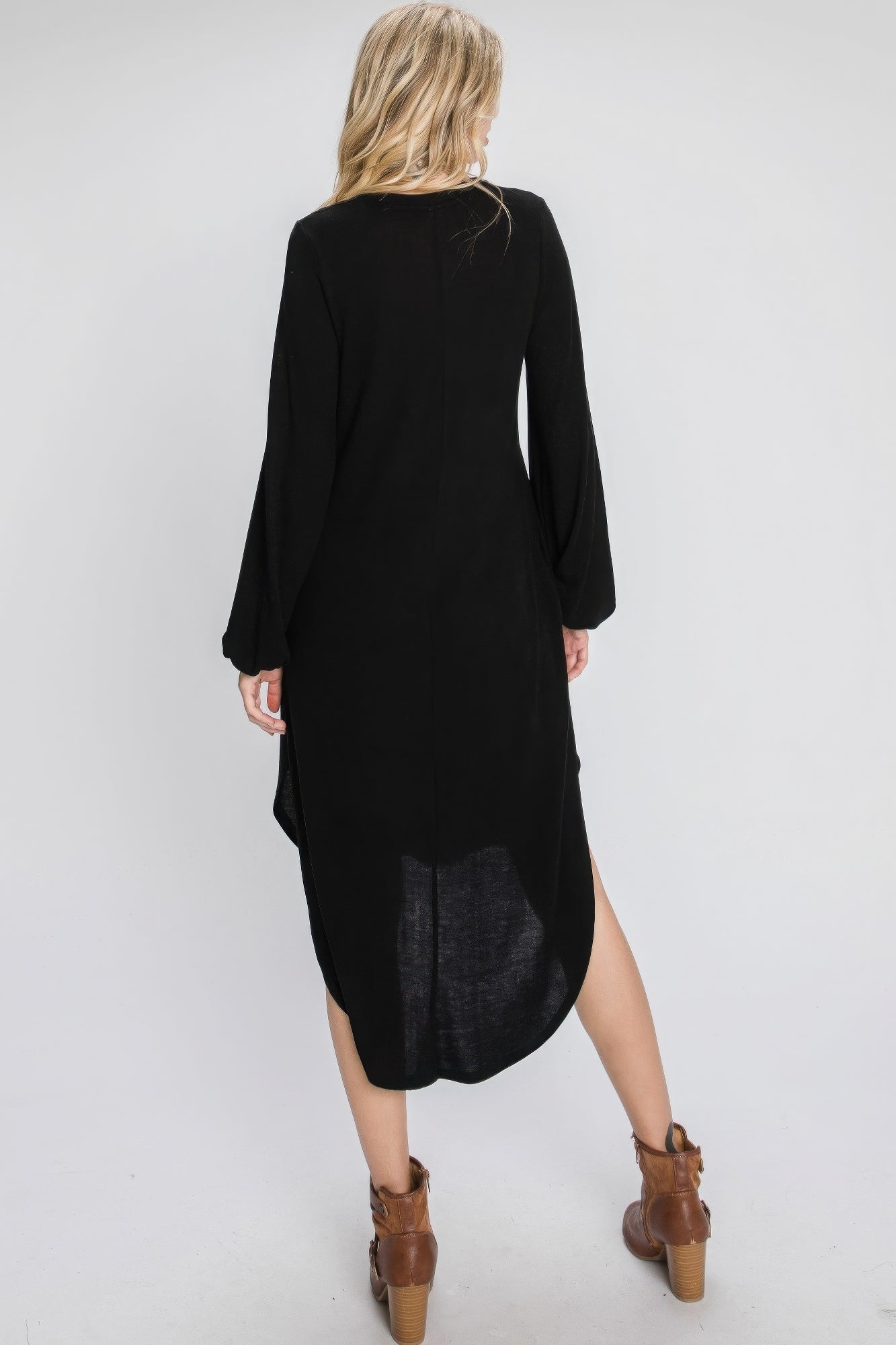 Long Sleeve Midi Dress | Black Midi Dress | Nova Store