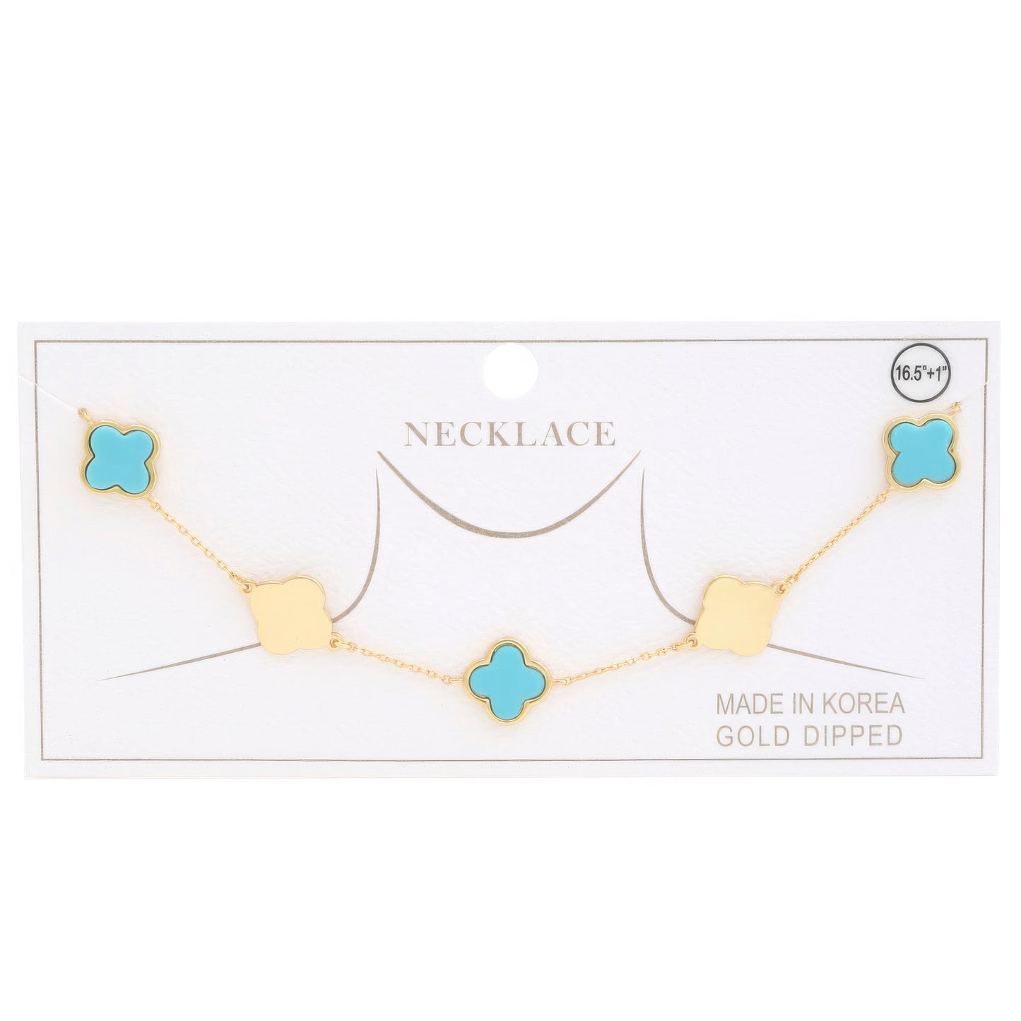 Clover Charm Station Gold Dipped Necklace - Nova Store