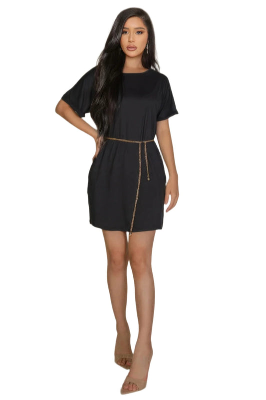 Side Pocket Double Folded Mini Dress