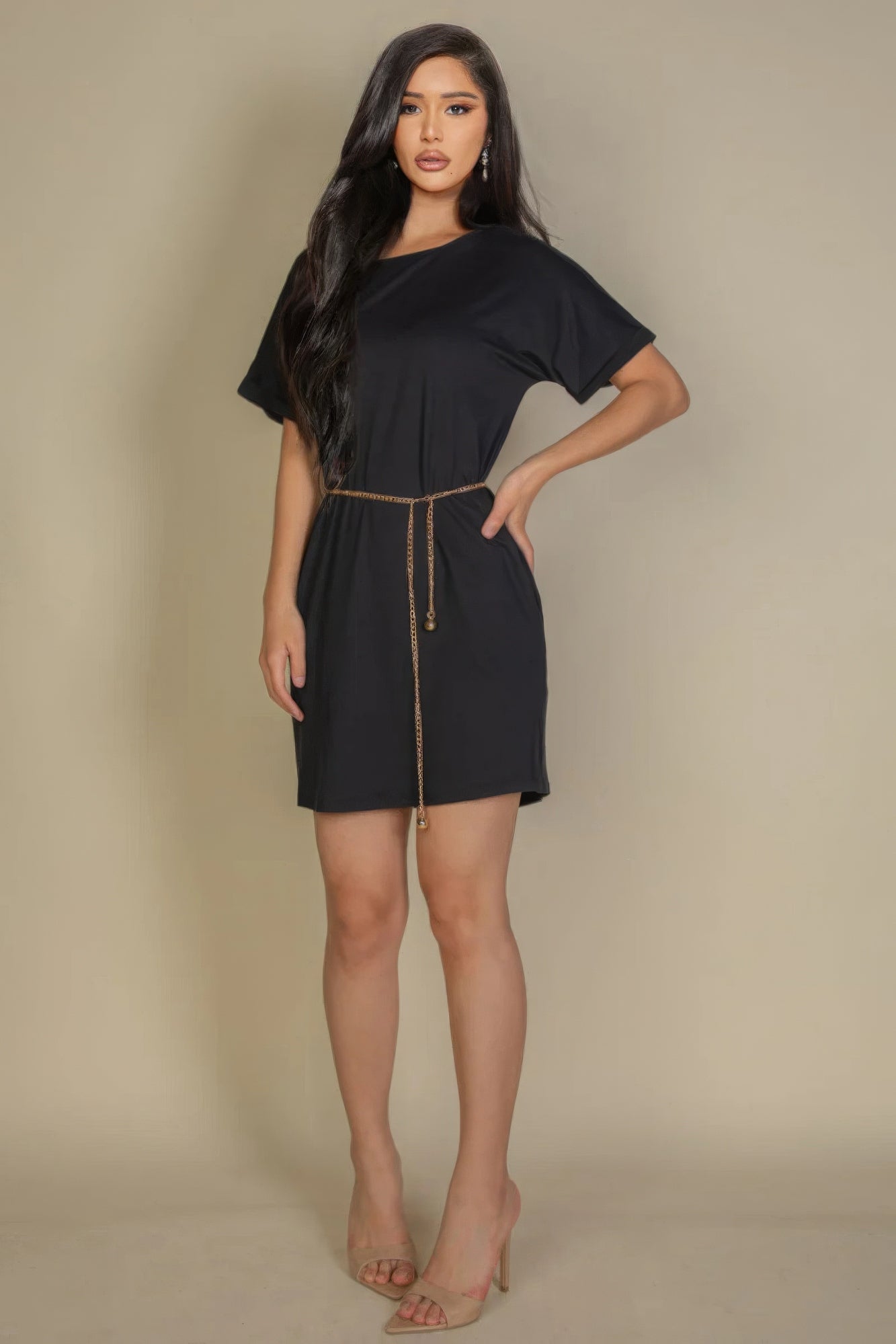 Side Pocket Double Folded Mini Dress - Nova Store