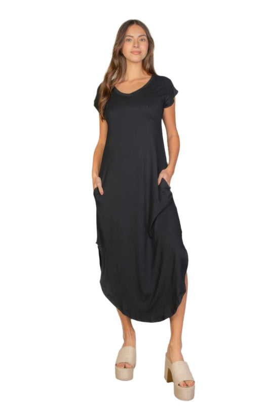 Black V Neck Long Dress | Black Long Dress | Nova Store