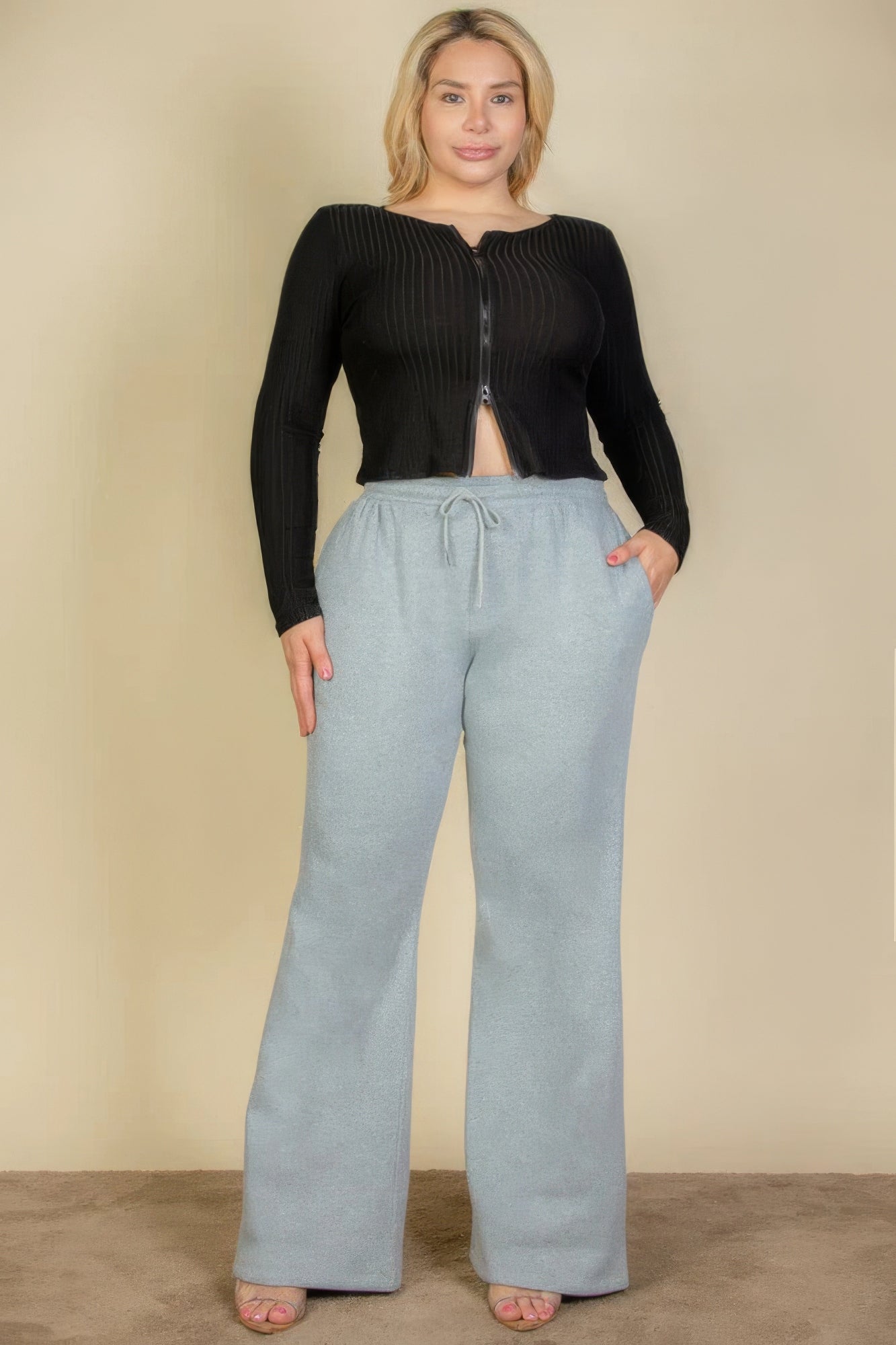 Plus Size Drawstring Waist Slant Pocket Sweatpants - Nova Store