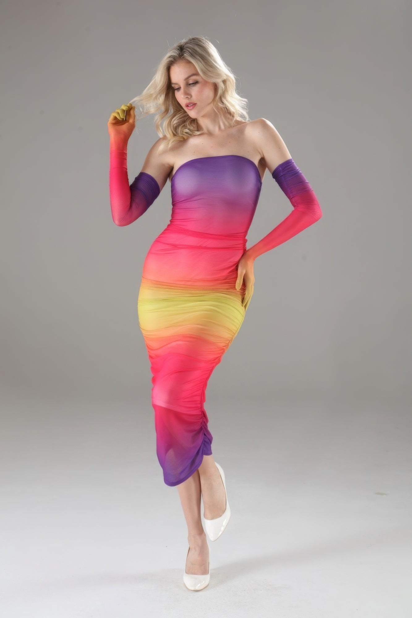 Strapless Dress With Gloves - Nova Store