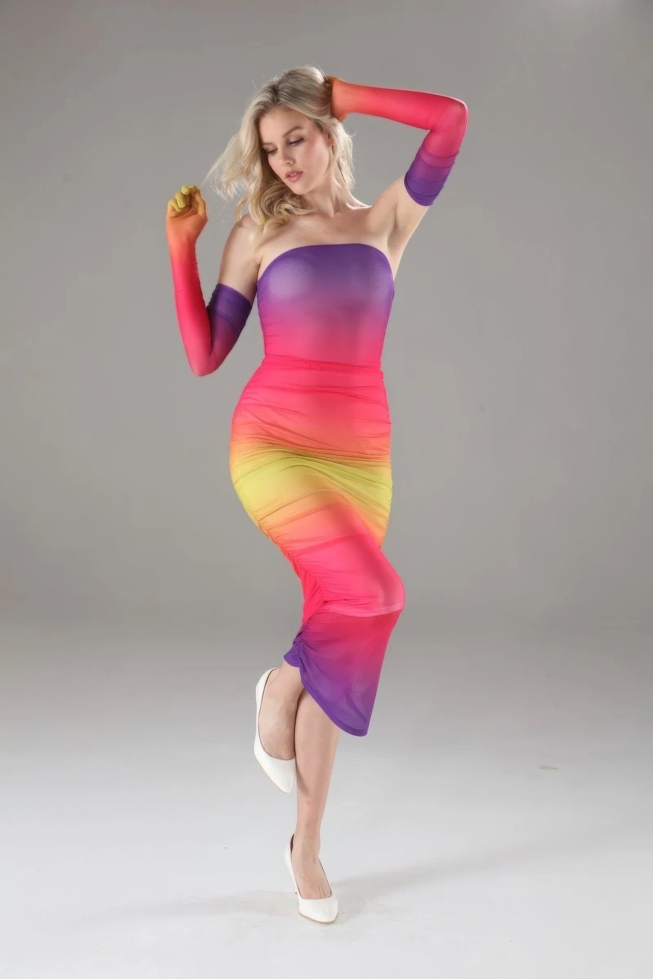 Strapless Dress With Gloves - Nova Store