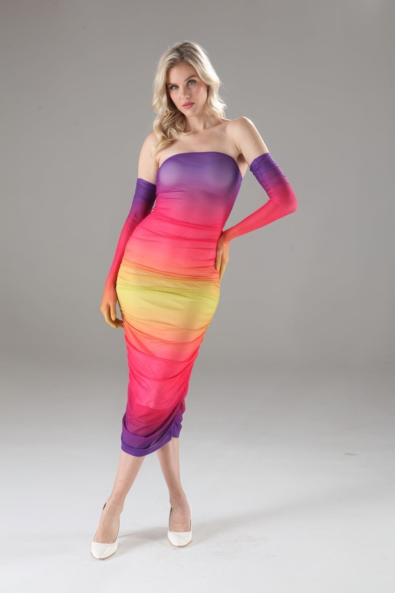 Strapless Dress With Gloves - Nova Store