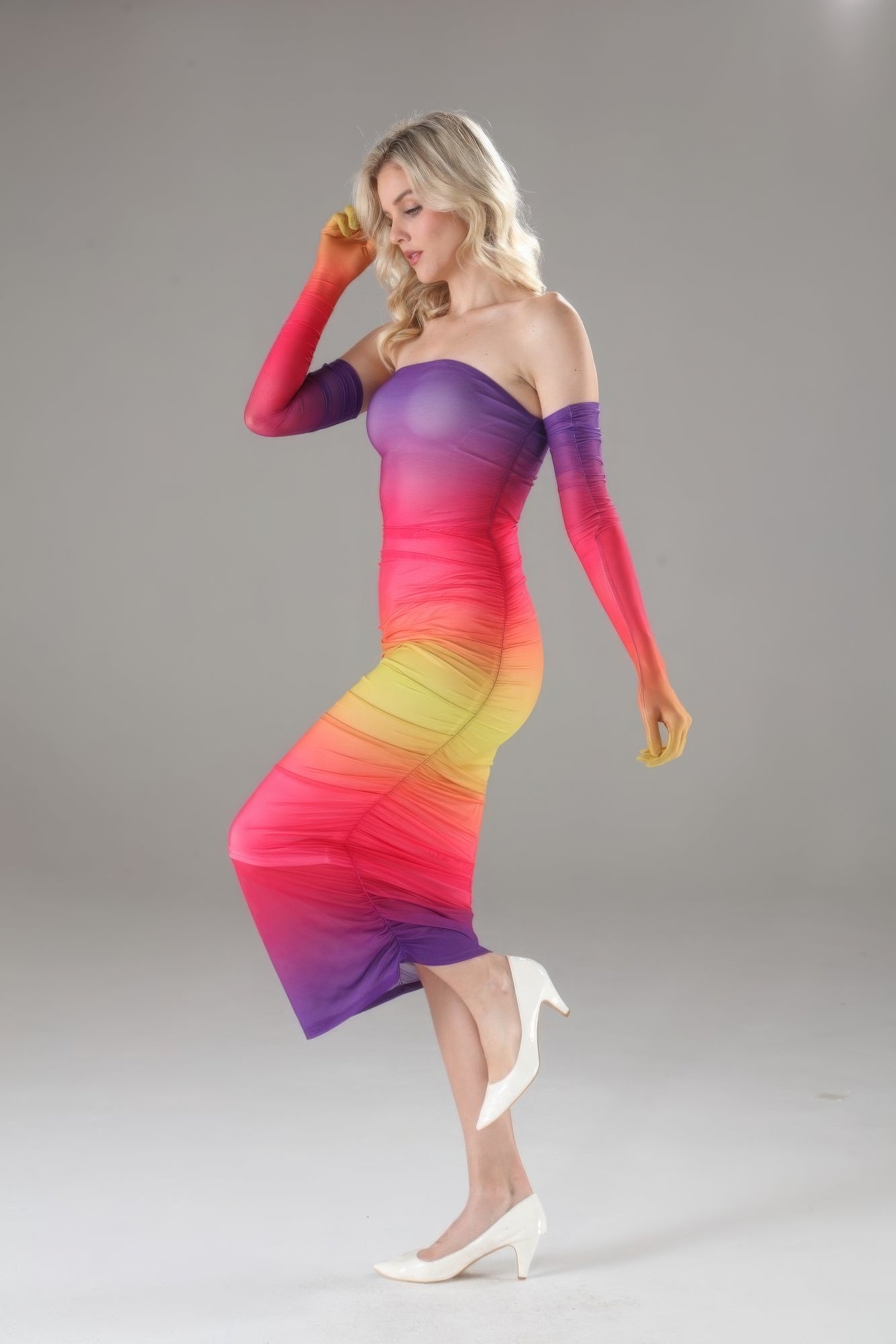Strapless Dress With Gloves - Nova Store