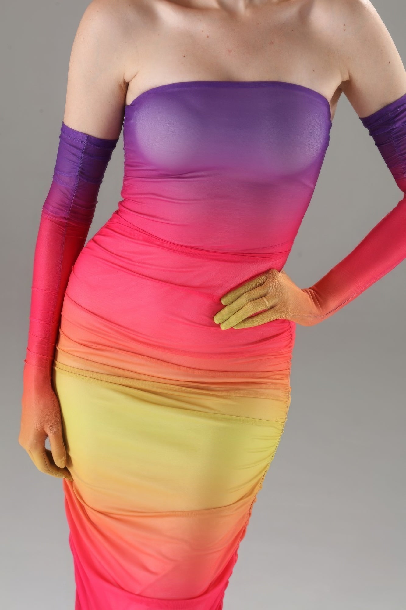 Strapless Dress With Gloves - Nova Store