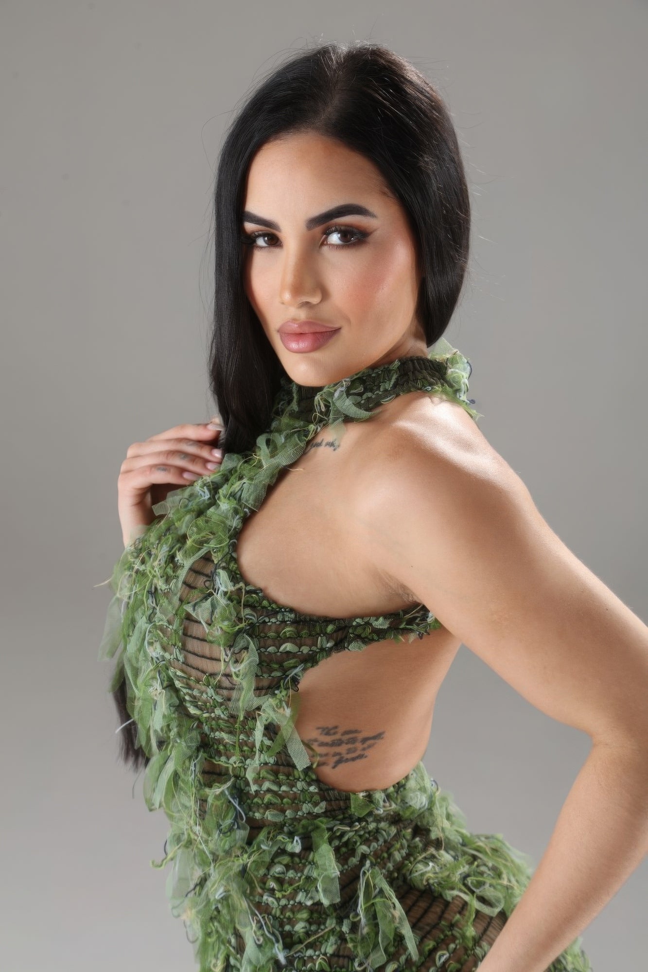 Green Ruffle Dress | Green Halter Dress | Nova Store