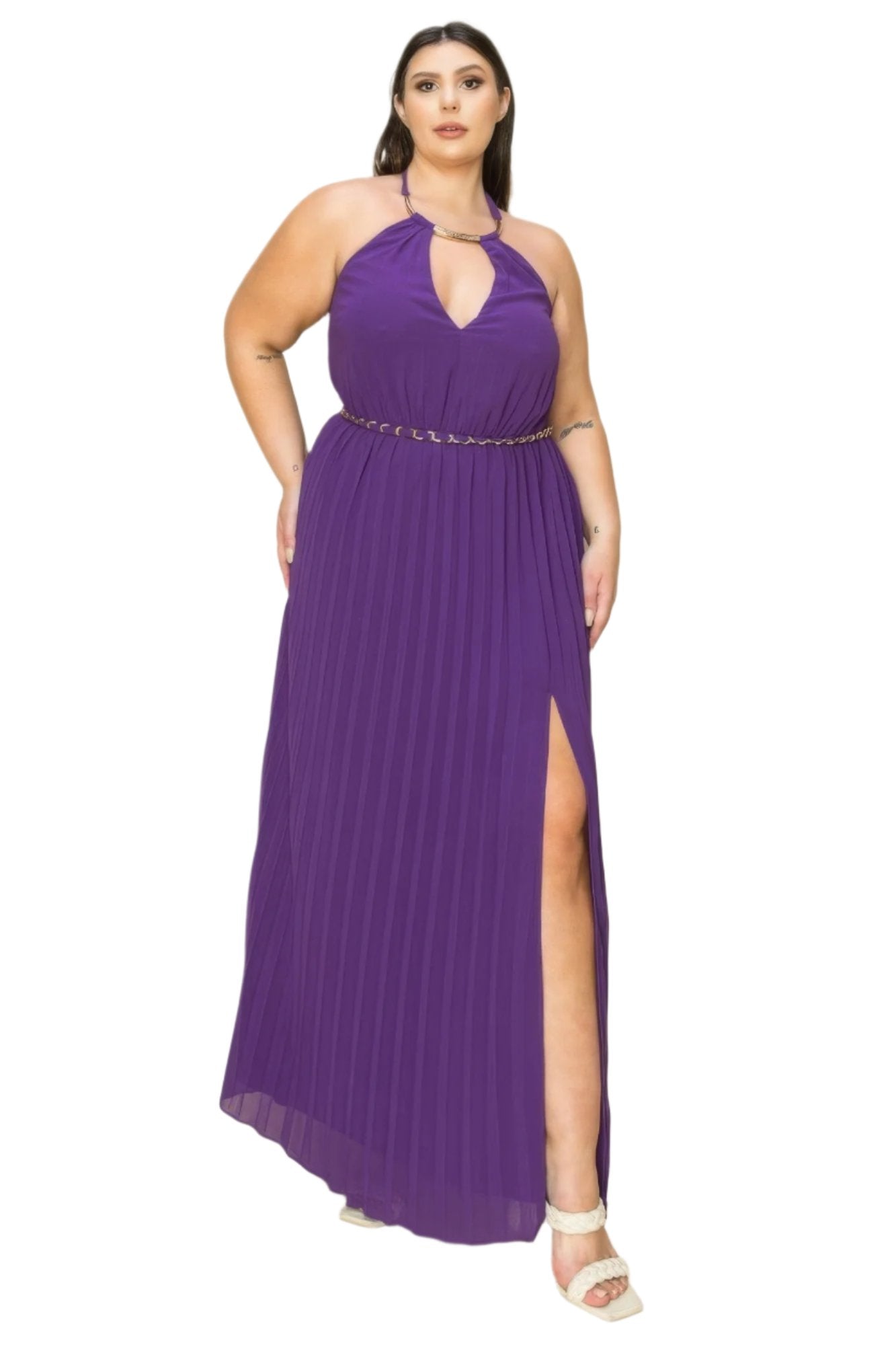 Purple Maxi Dress | Purple Pleated Dress | Nova Store