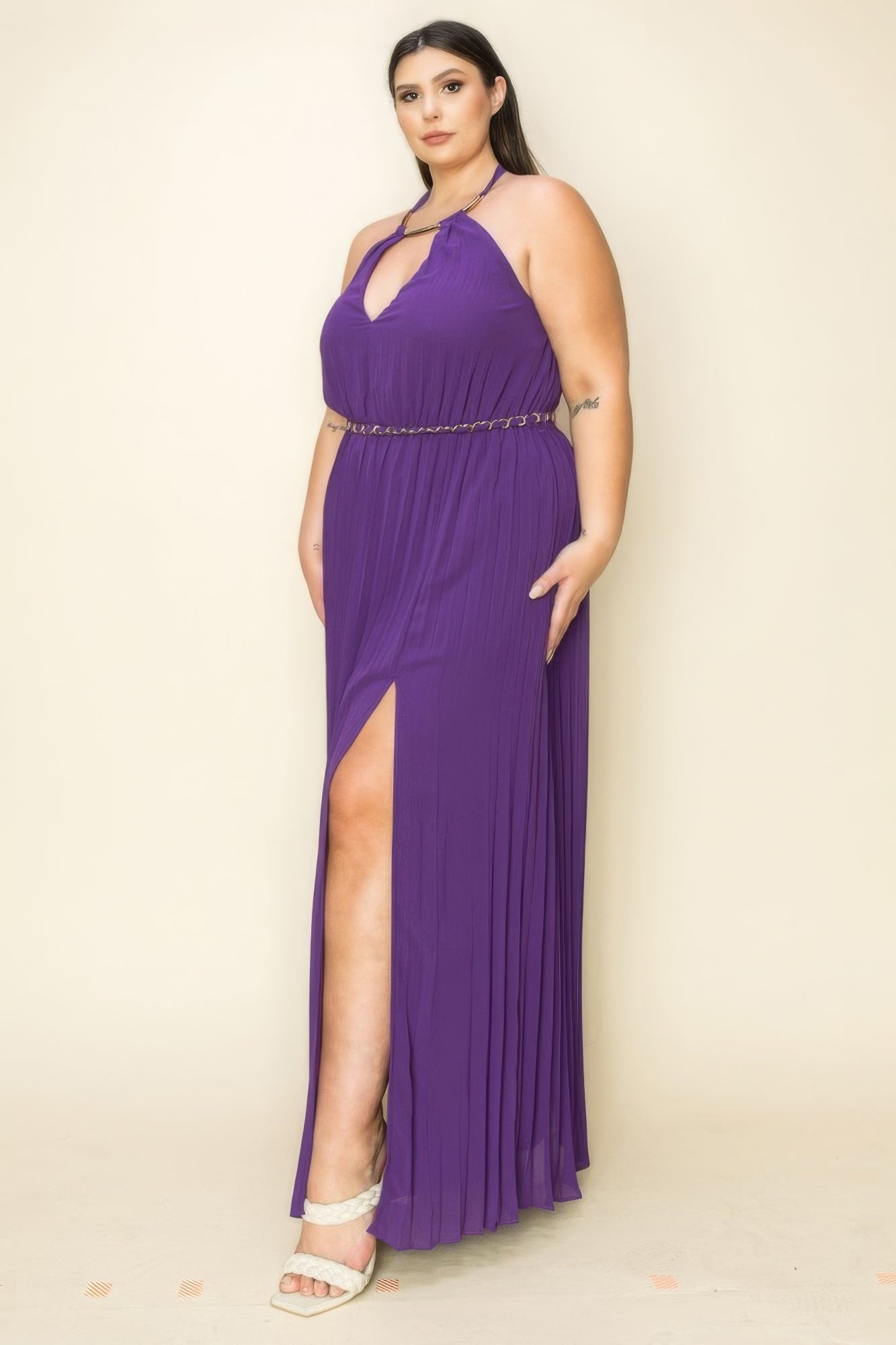 Purple Maxi Dress | Purple Pleated Dress | Nova Store