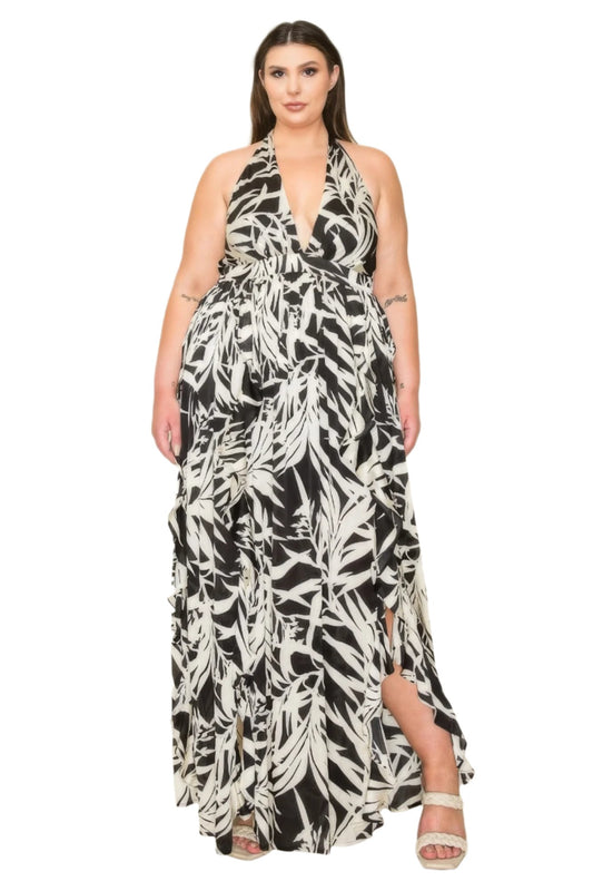 Printed Ruffled Maxi Dress | Ruffled Maxi Dress | Nova Store