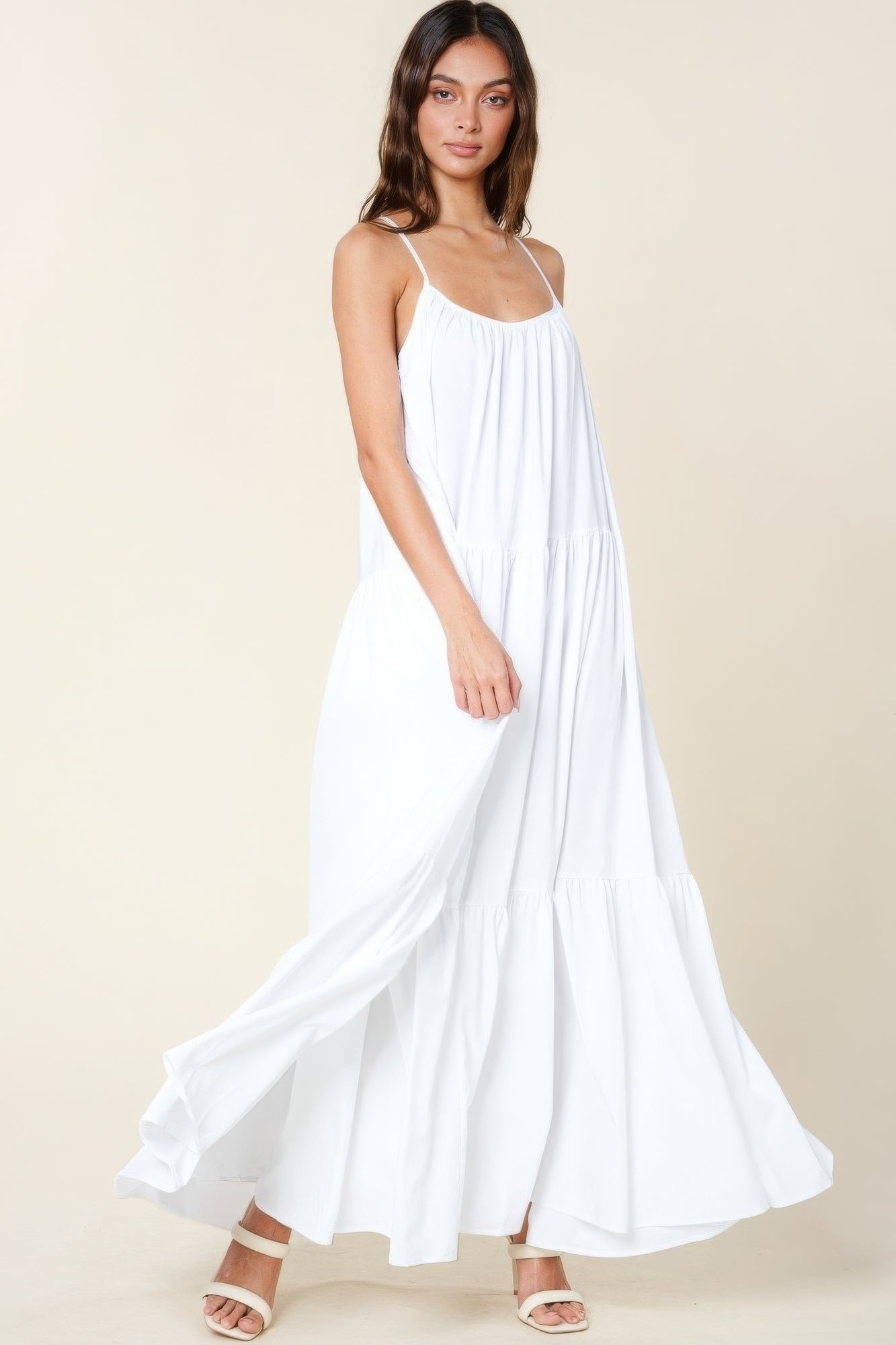 Tie Shoulder White Dress | White Ruffle Dress | Nova Store