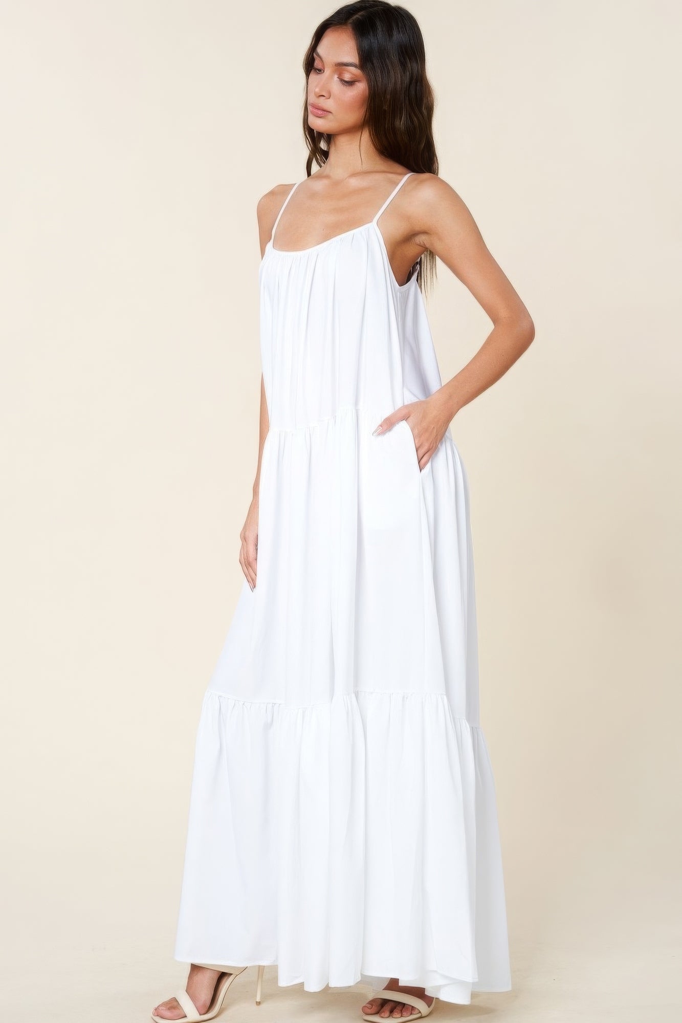 Tie Shoulder White Dress | White Ruffle Dress | Nova Store