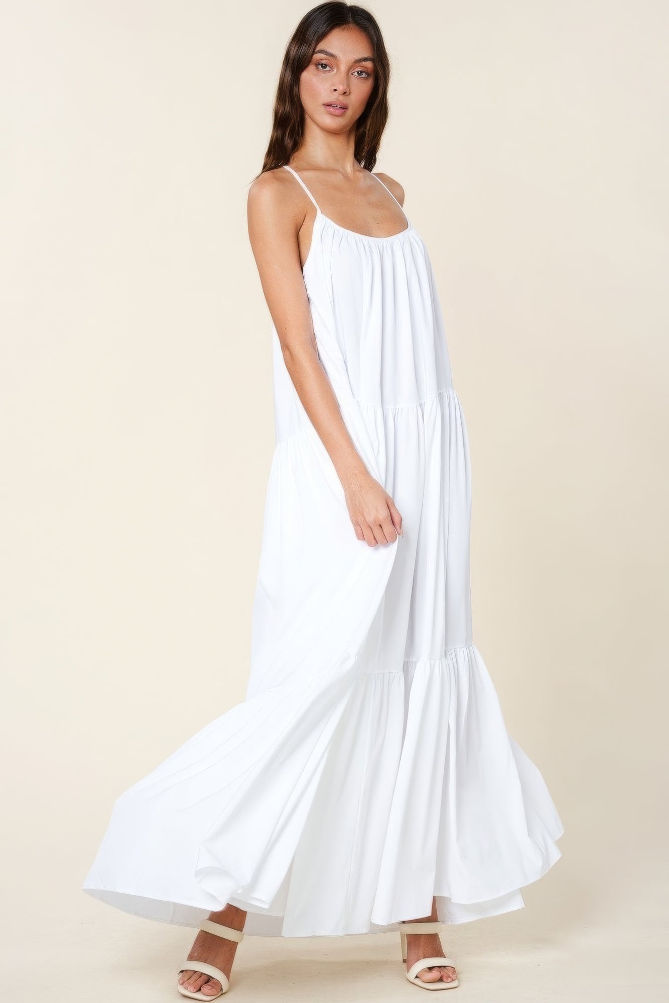 Tie Shoulder White Dress | White Ruffle Dress | Nova Store