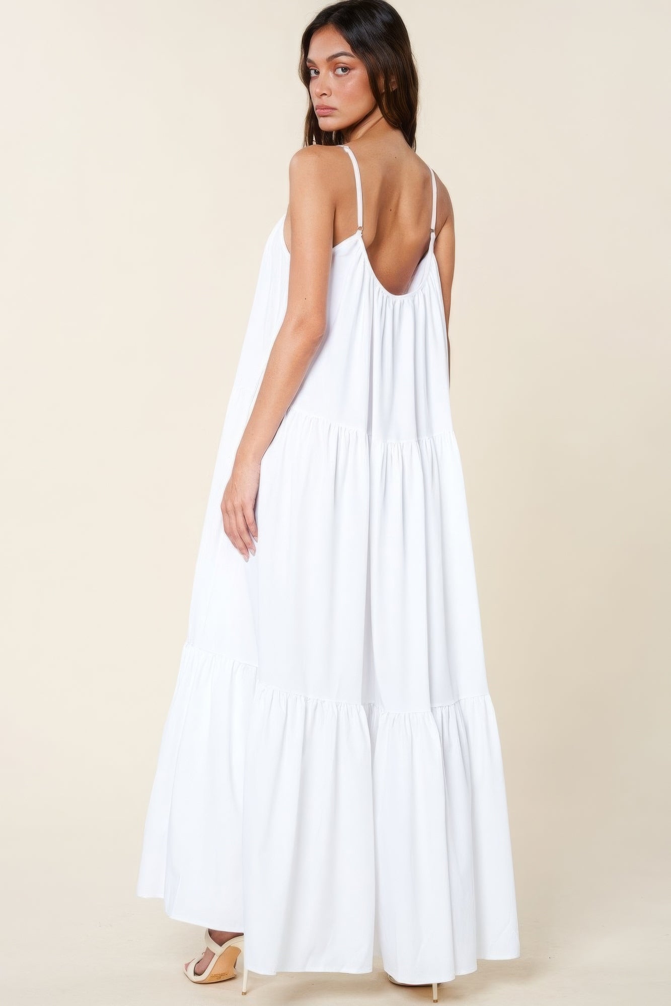 Tie Shoulder White Dress | White Ruffle Dress | Nova Store