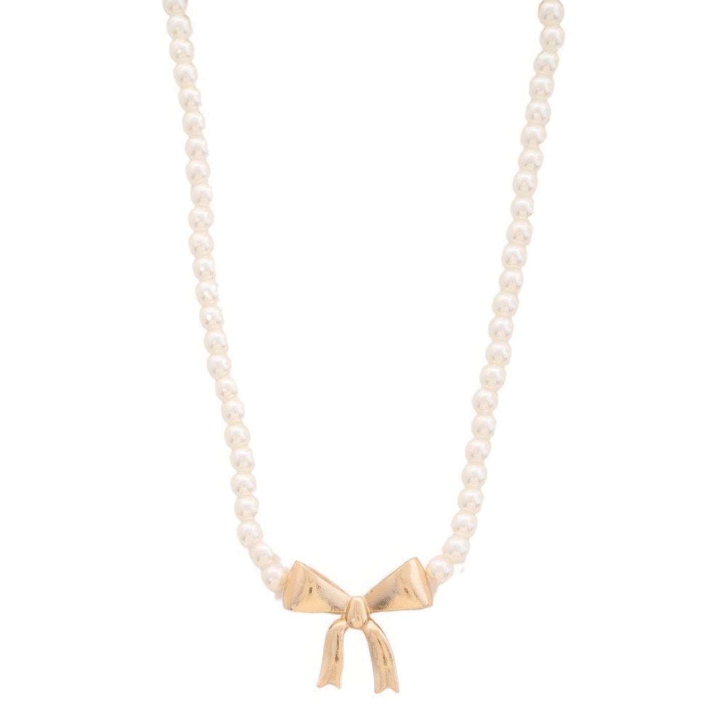 Pearl Ribbon Bow Pendant Necklace - Nova Store