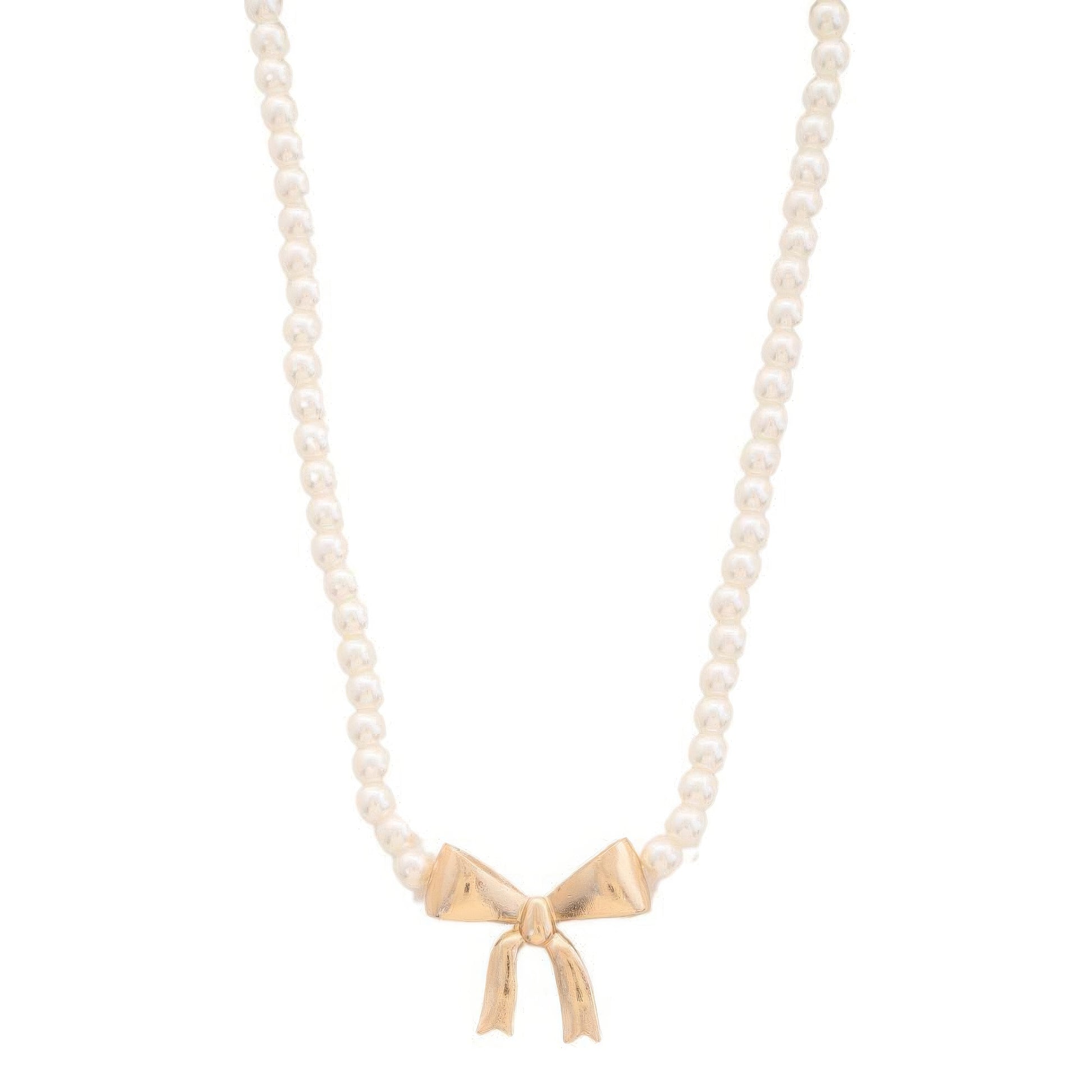 Pearl Ribbon Bow Pendant Necklace - Nova Store