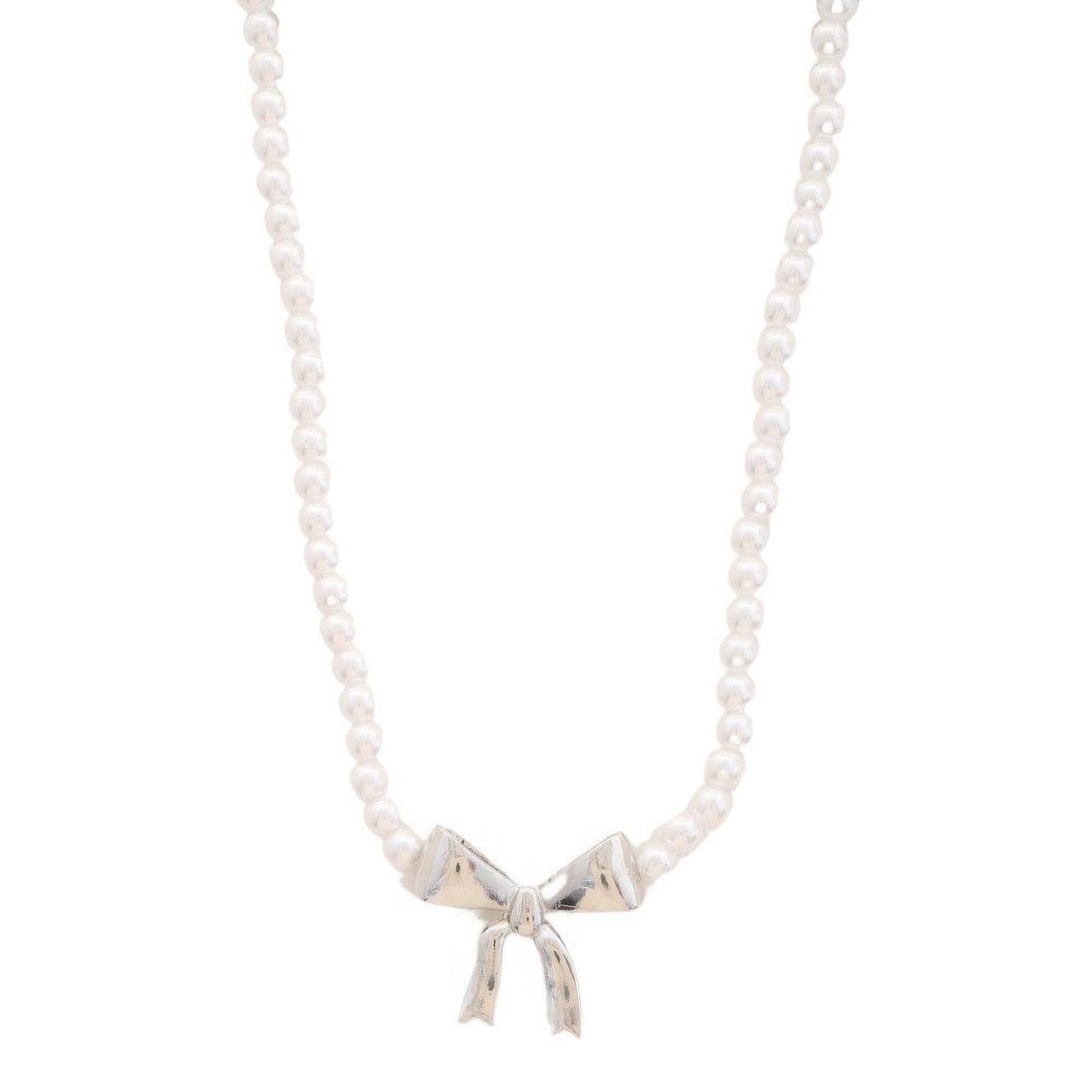 Pearl Ribbon Bow Pendant Necklace - Nova Store