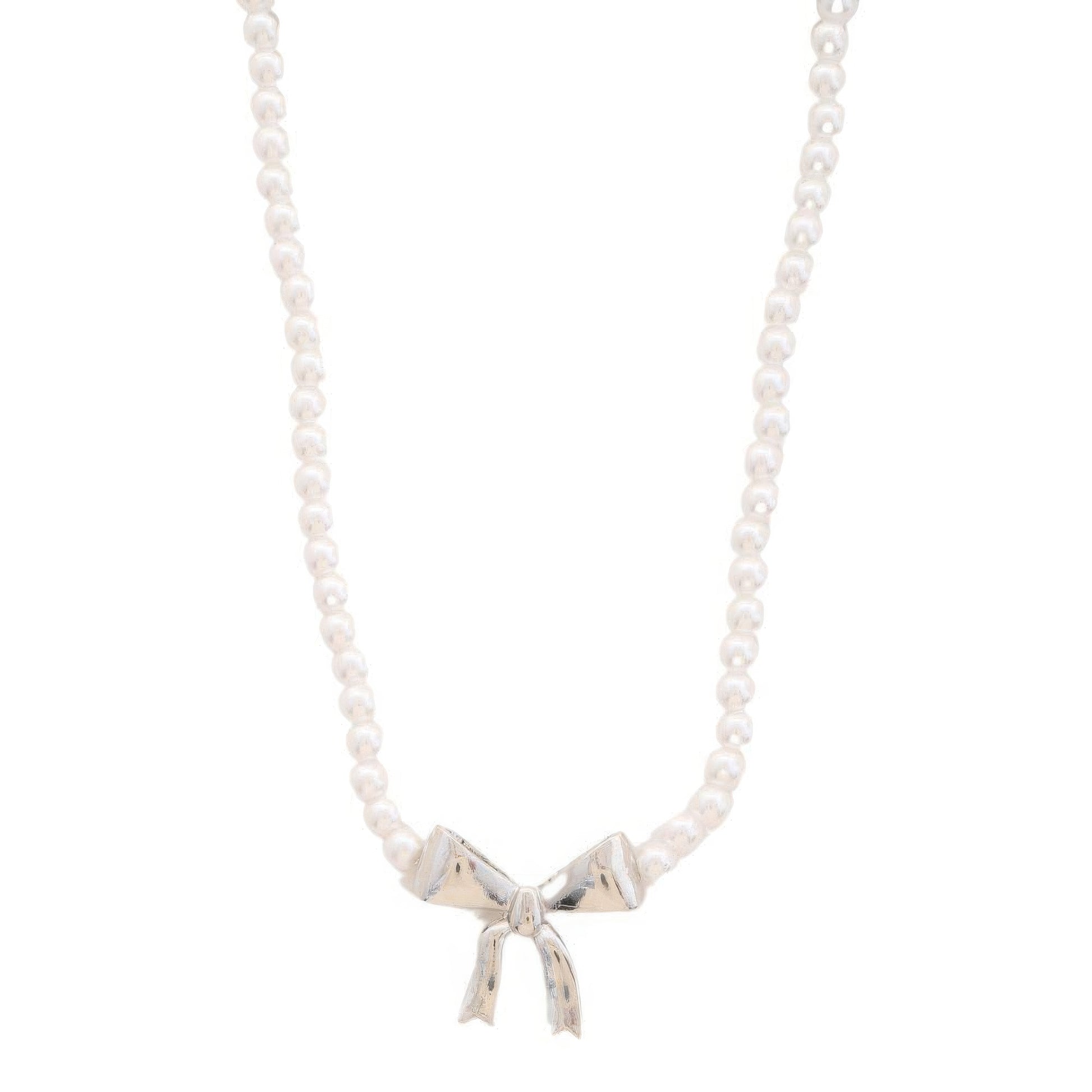 Pearl Ribbon Bow Pendant Necklace - Nova Store