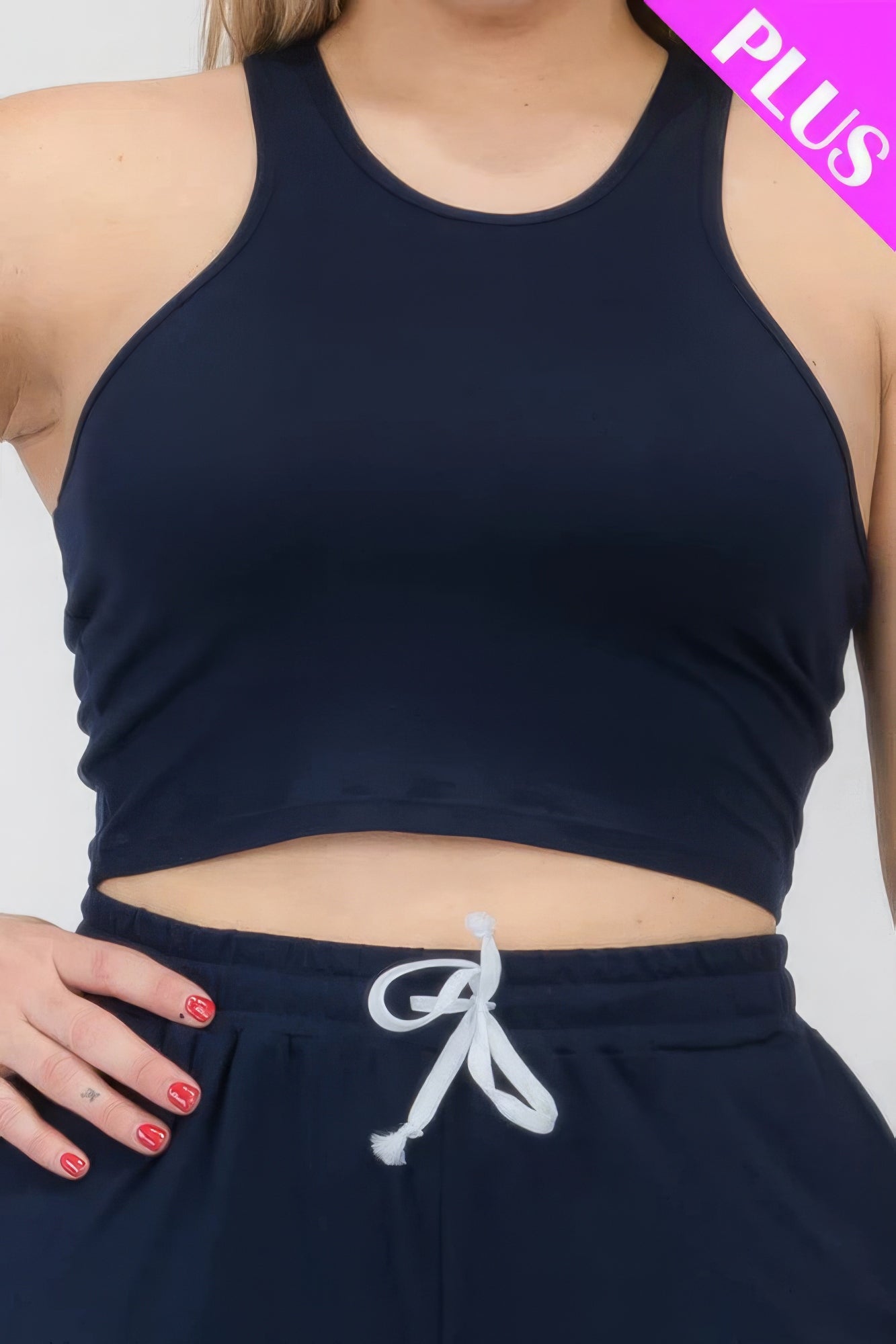 Plus Size Crop Tank Top & Ruched Pants Set - Nova Store