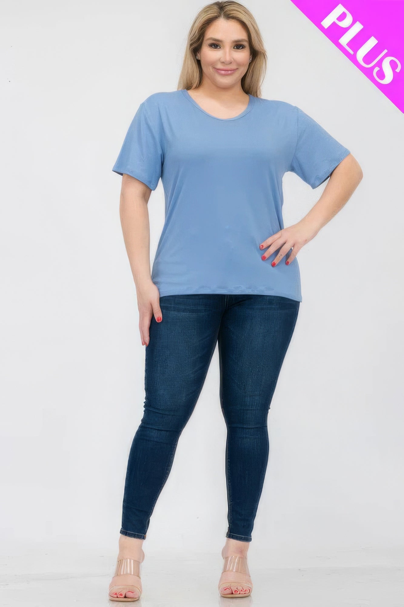 Plus Size Basic Short Sleeve T-shirt - Nova Store