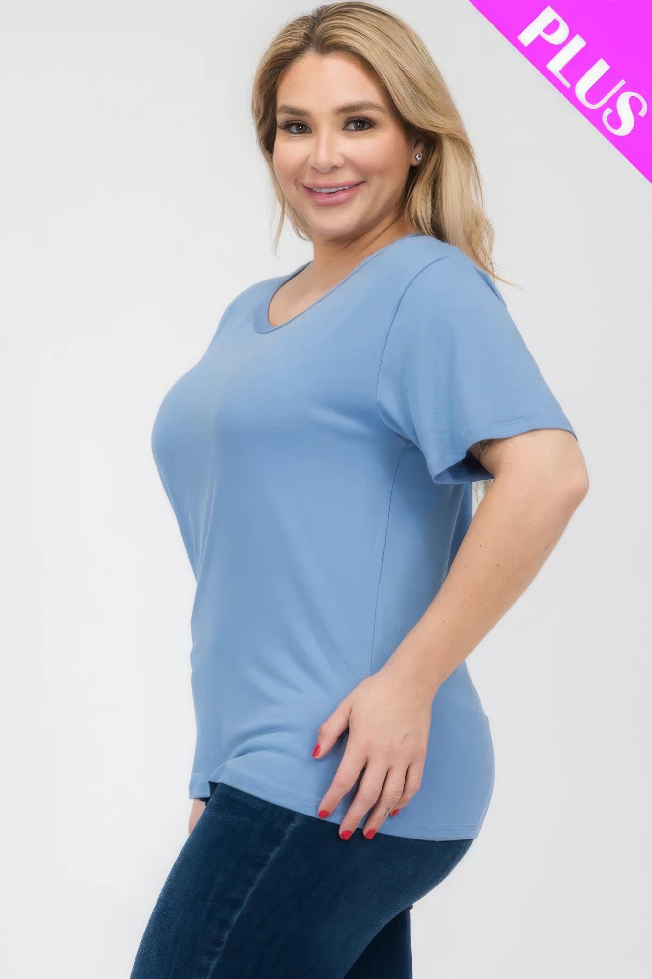 Plus Size Basic Short Sleeve T-shirt - Nova Store