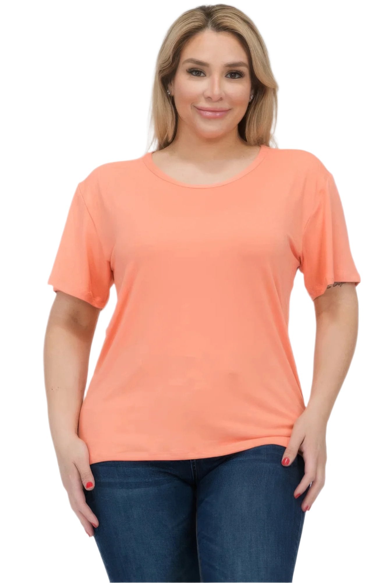 Plus Size Basic Short Sleeve T-shirt - Nova Store