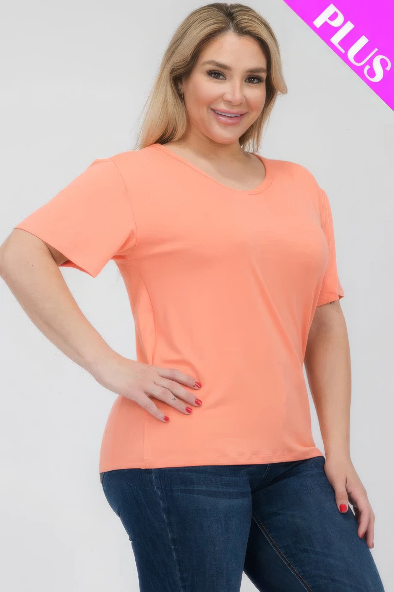 Plus Size Basic Short Sleeve T-shirt - Nova Store