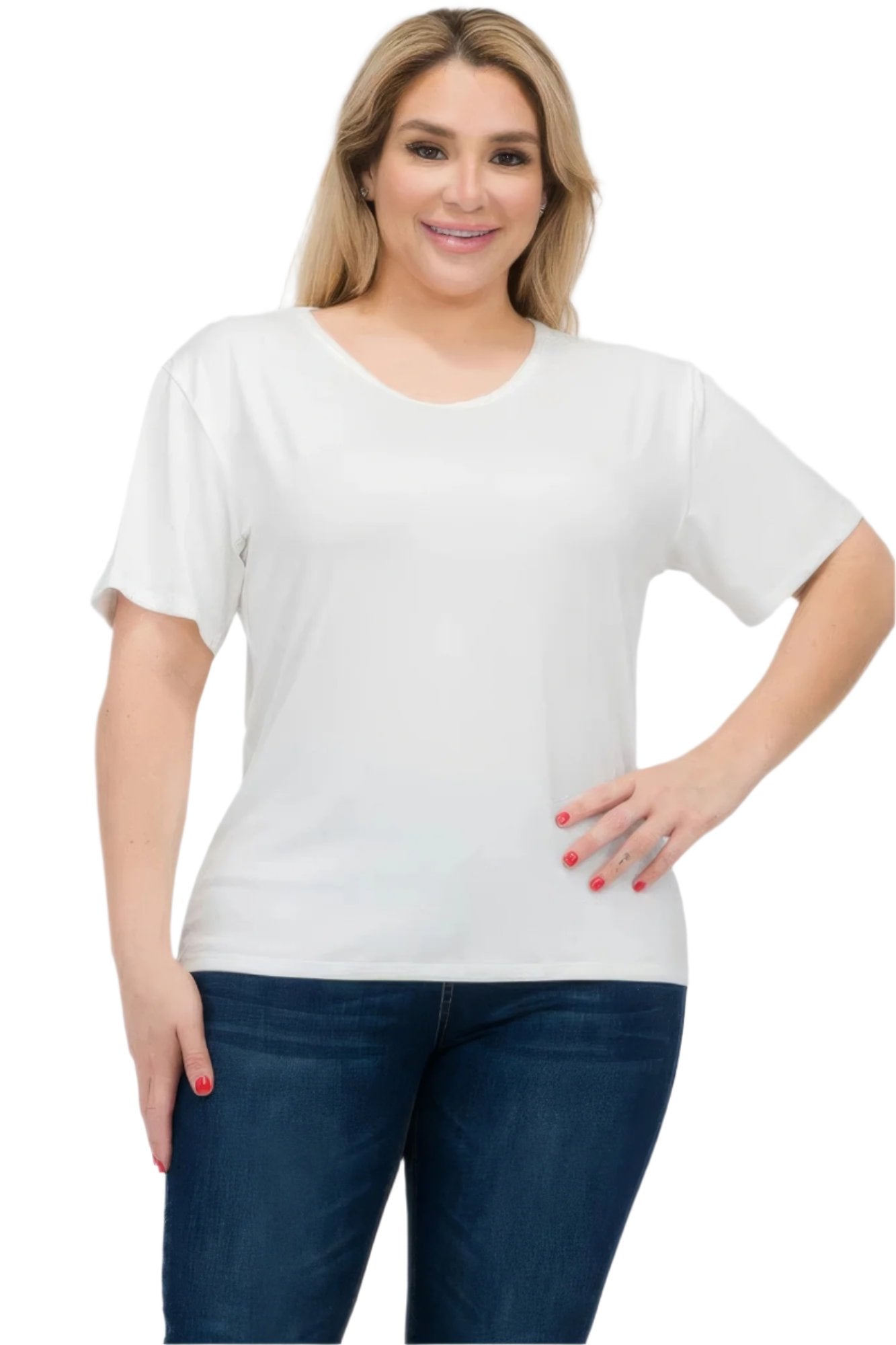 Plus Size Basic Short Sleeve T-shirt - Nova Store
