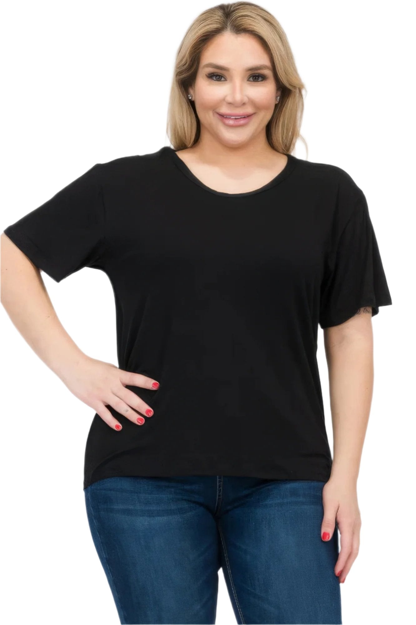 Plus Size Basic Short Sleeve T-shirt - Nova Store