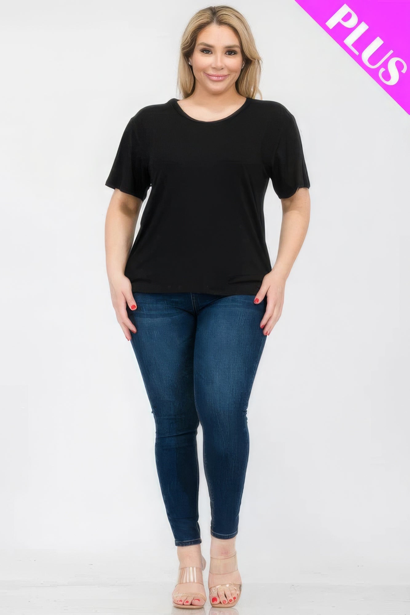 Plus Size Basic Short Sleeve T-shirt - Nova Store