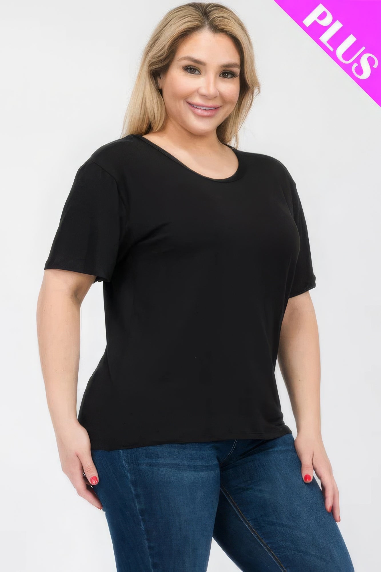 Plus Size Basic Short Sleeve T-shirt - Nova Store