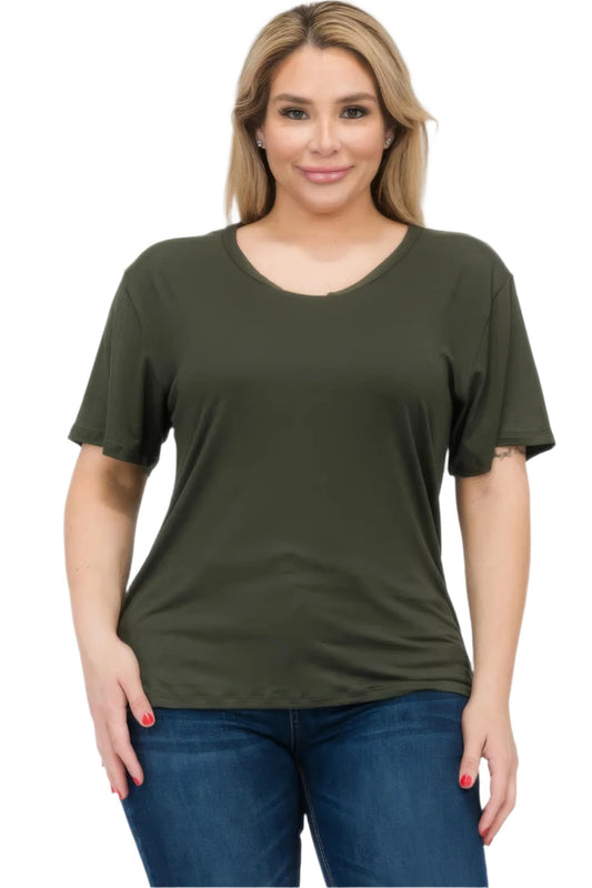 Plus Size Basic Short Sleeve T-shirt - Nova Store
