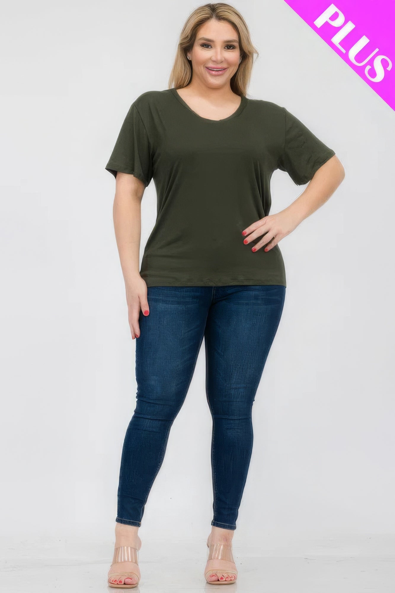 Plus Size Basic Short Sleeve T-shirt - Nova Store
